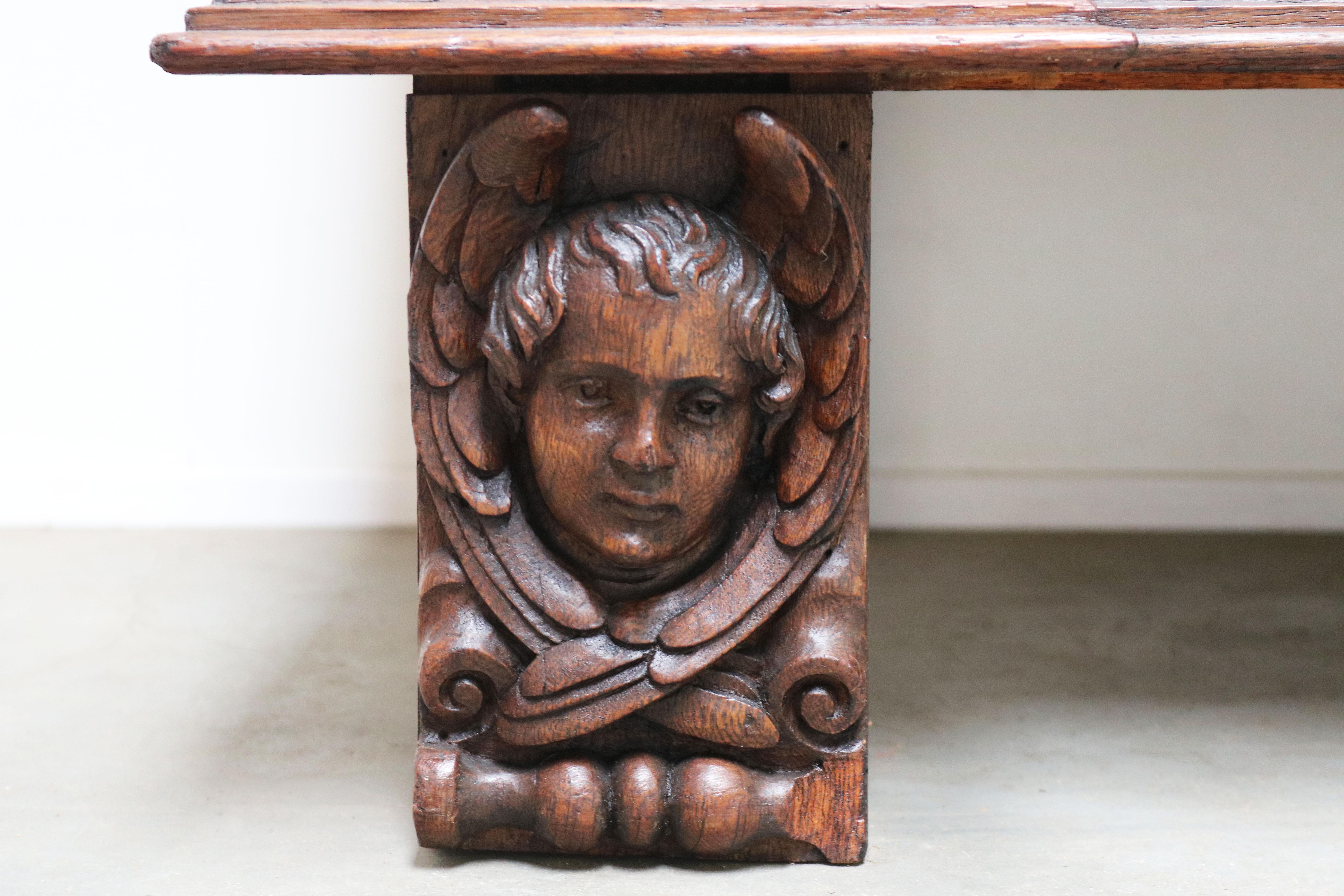 Impressive Dutch Renaissance Revival 19th Century Cabinet Carved Angels & Lions For Sale 9