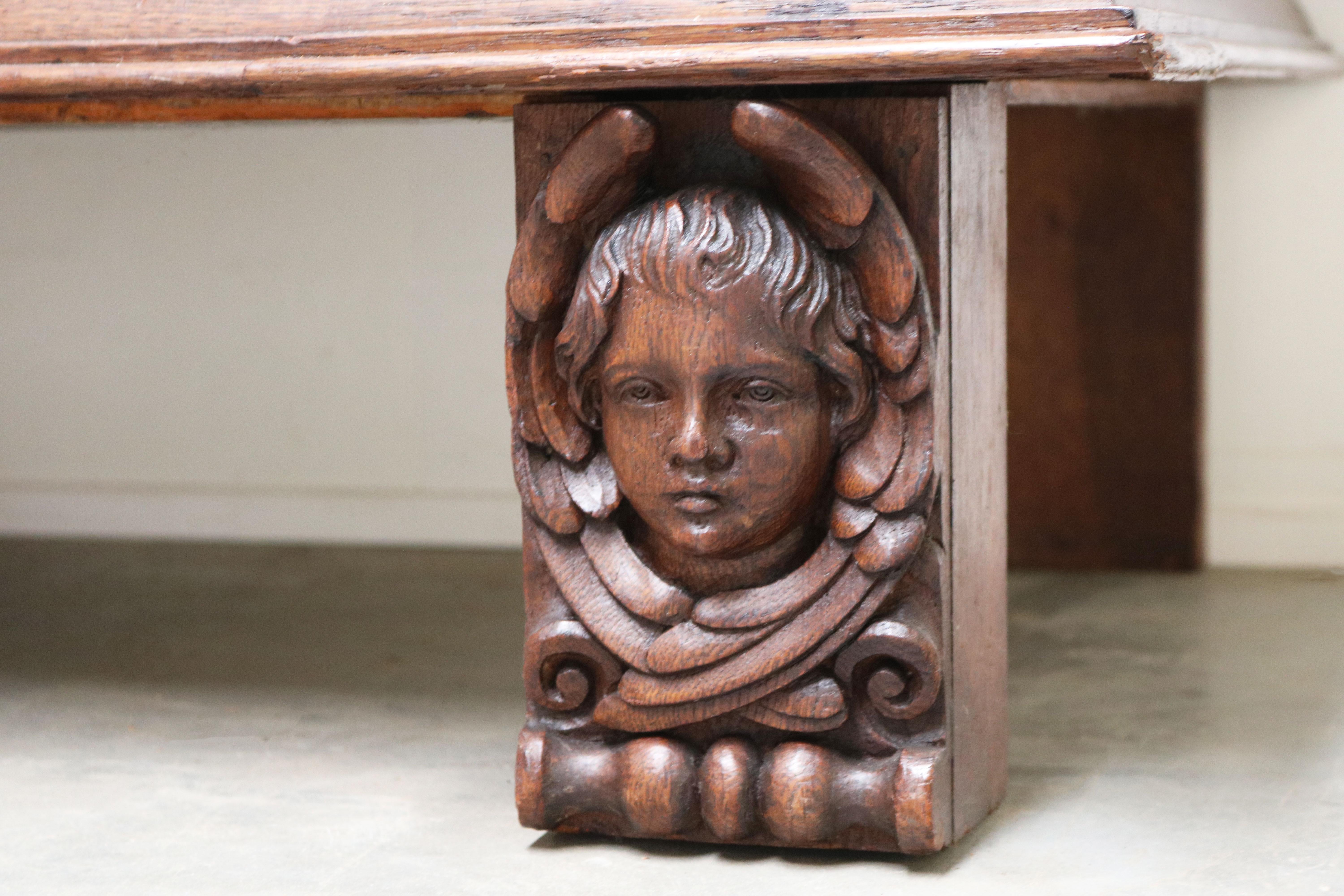 Impressive Dutch Renaissance Revival 19th Century Cabinet Carved Angels & Lions For Sale 11