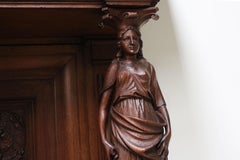 Impressive Dutch Renaissance Revival 19th Century Cabinet Carved Angels & Lions
