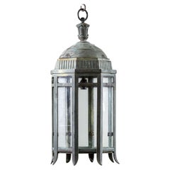 Antique Impressive Early 20th Century Bronze Lantern with Natural Verdigris Patination