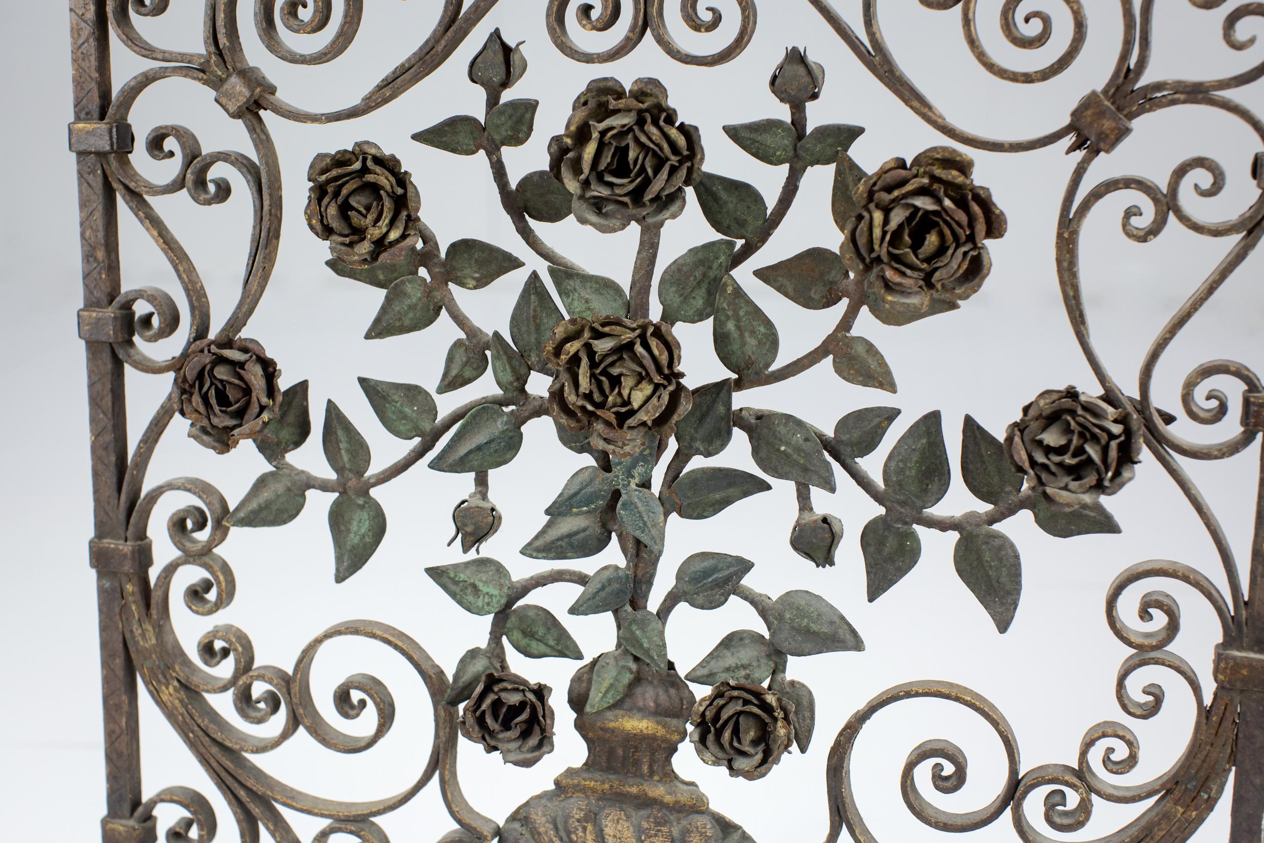 Impressive Early 20th Century Iron and Tole Fire Screen 5