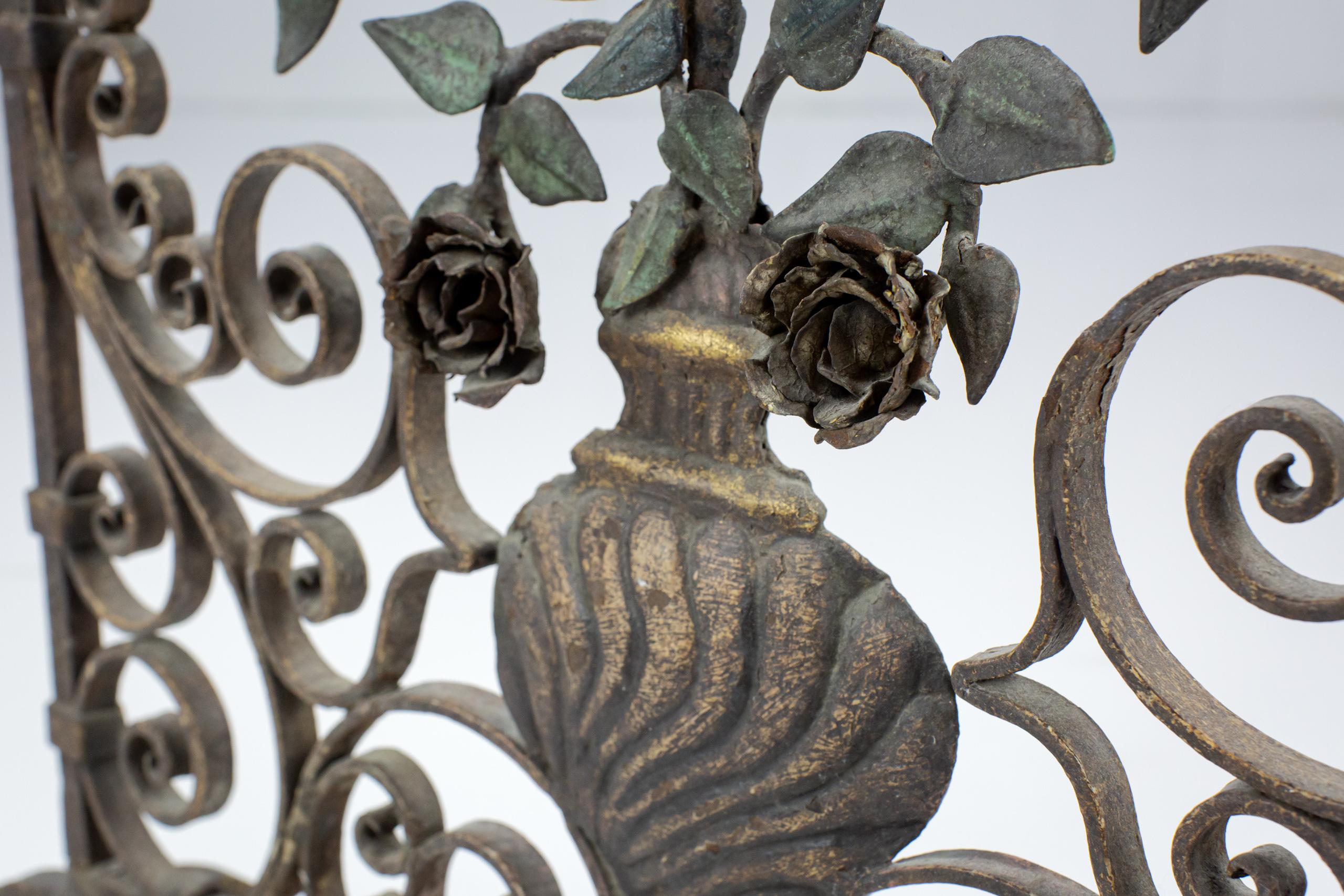 Impressive Early 20th Century Iron and Tole Fire Screen 8