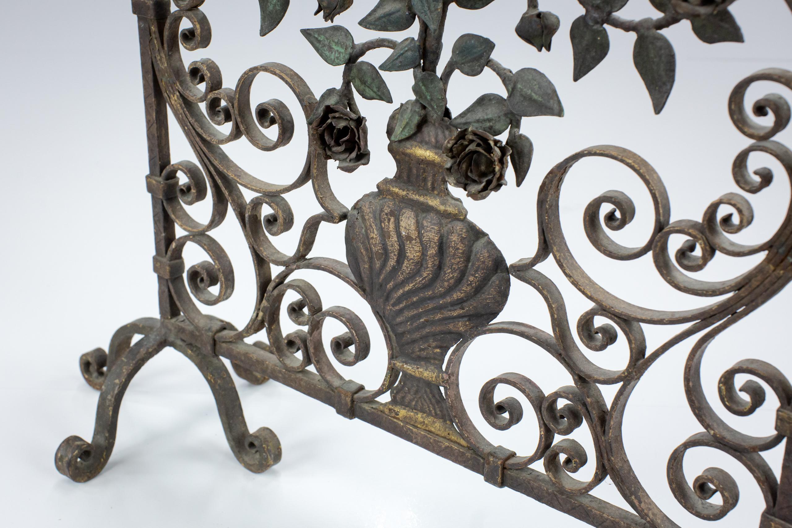 Impressive Early 20th Century Iron and Tole Fire Screen 9