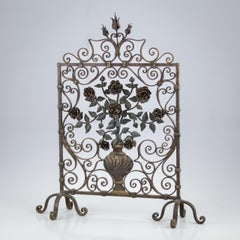 Impressive Early 20th Century Iron and Tole Fire Screen