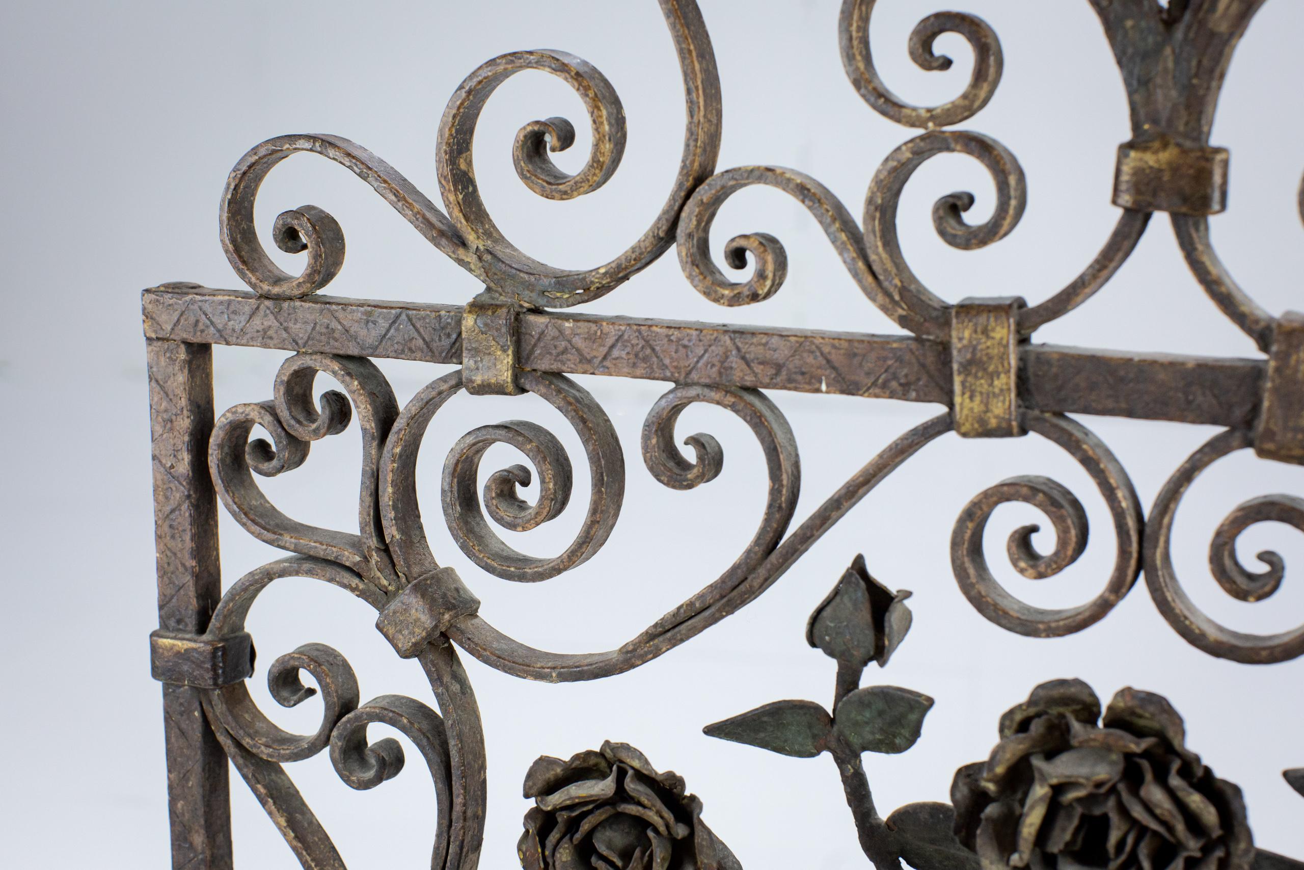 Impressive Early 20th Century Iron and Tole Fire Screen 2