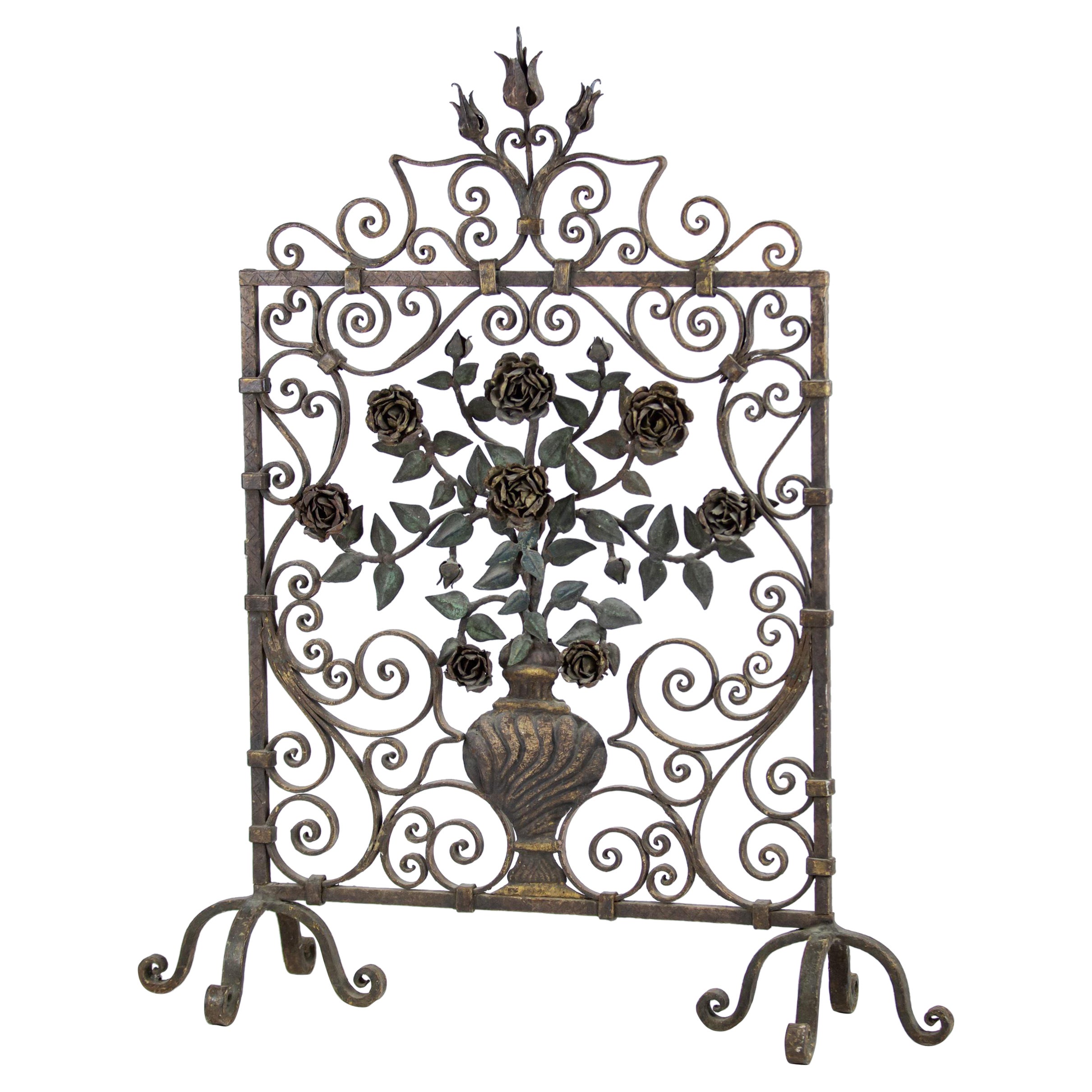 Impressive Early 20th Century Iron and Tole Fire Screen
