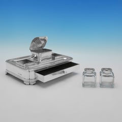 Impressive Edwardian sterling silver ink stand by Barnards 1908 - 2.7kg