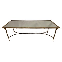 Impressionnant & Elégante table basse rectangulaire en laiton bruni & Table basse en miroir
