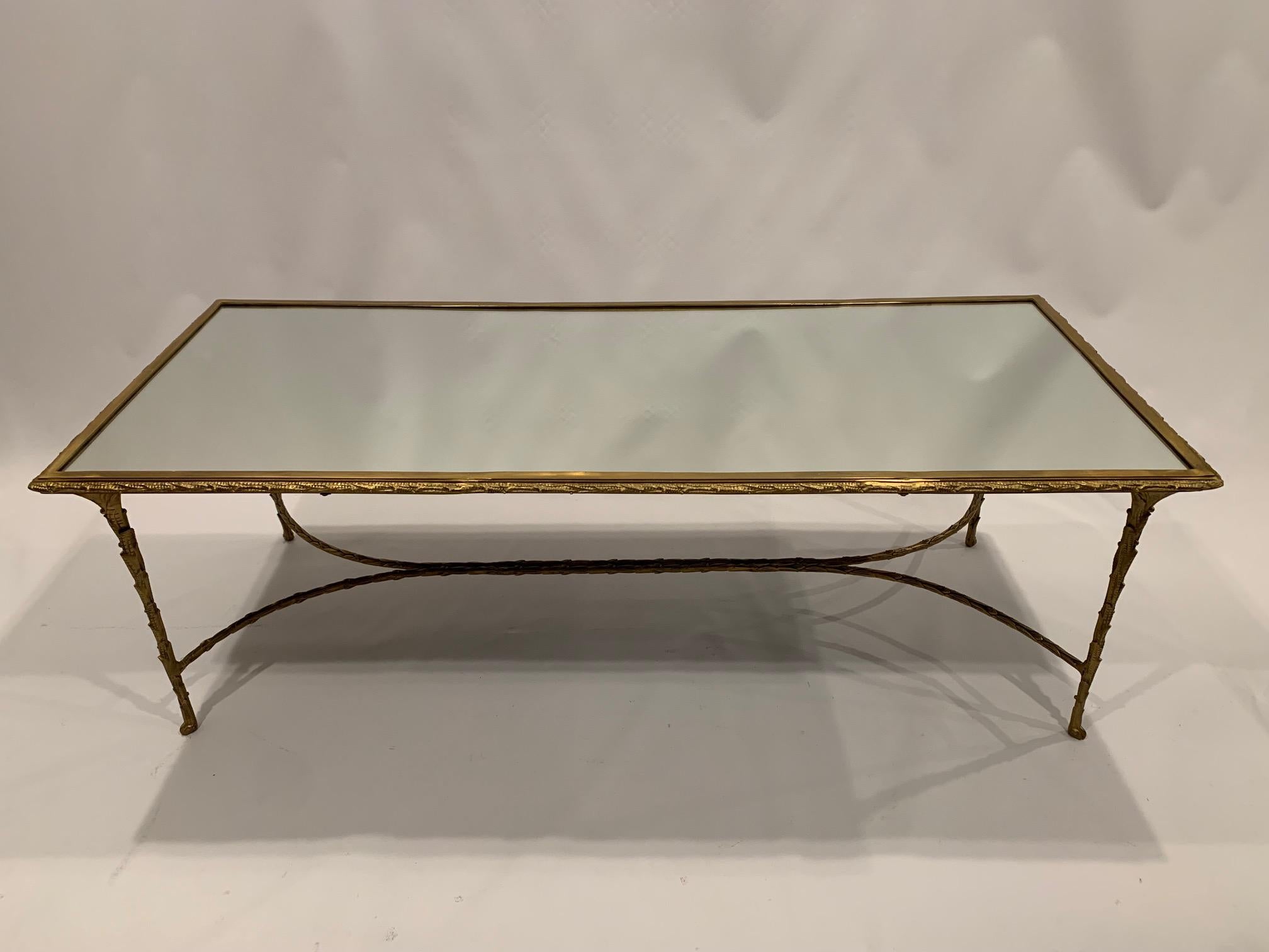 Impressive & Elegant Rectangular Burnished Brass & Mirrored Coffee Table 6