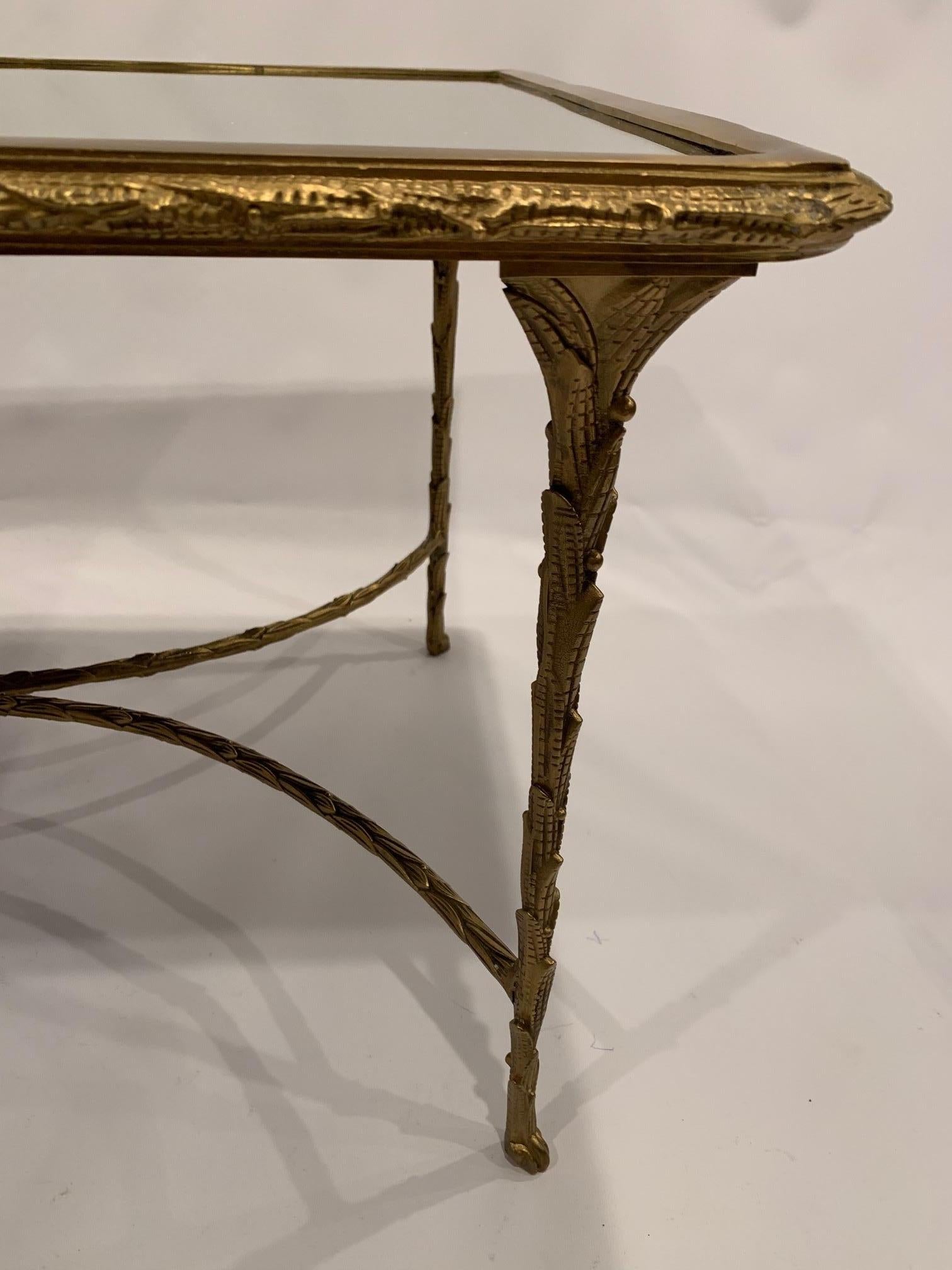 North American Impressive & Elegant Rectangular Burnished Brass & Mirrored Coffee Table