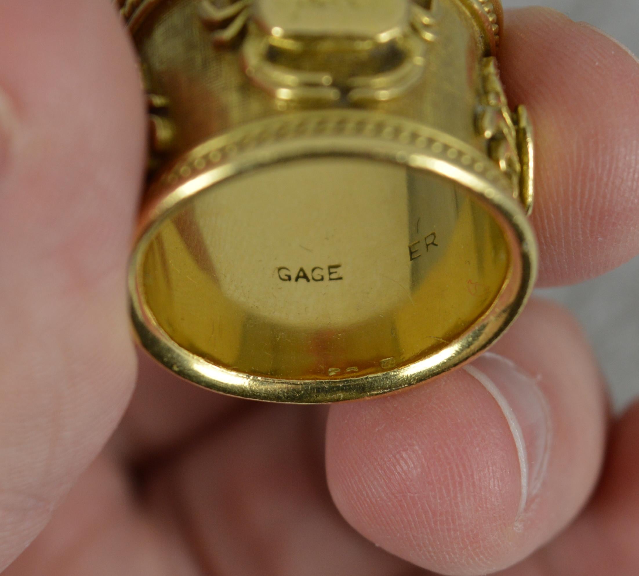 Impressive Elizabeth Gage 18ct Gold Crab Zodiac Sign Band Ring 4