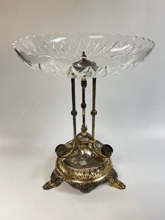 Impressive Elkington Silver Plate and Cut Glass Centerpiece in Edwardian Style