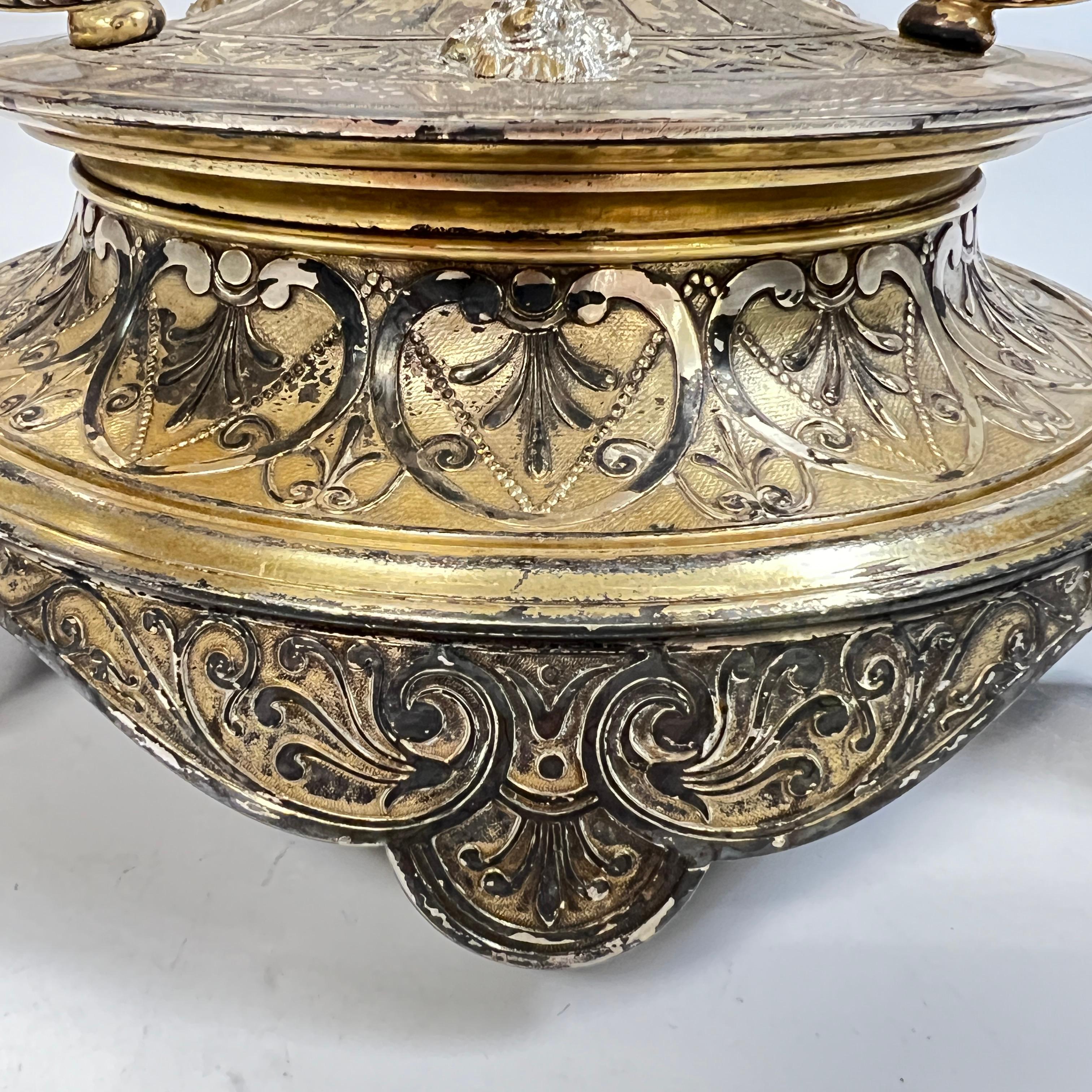Impresionante centro de mesa Elkington de plata y cristal tallado de estilo eduardiano en venta 1
