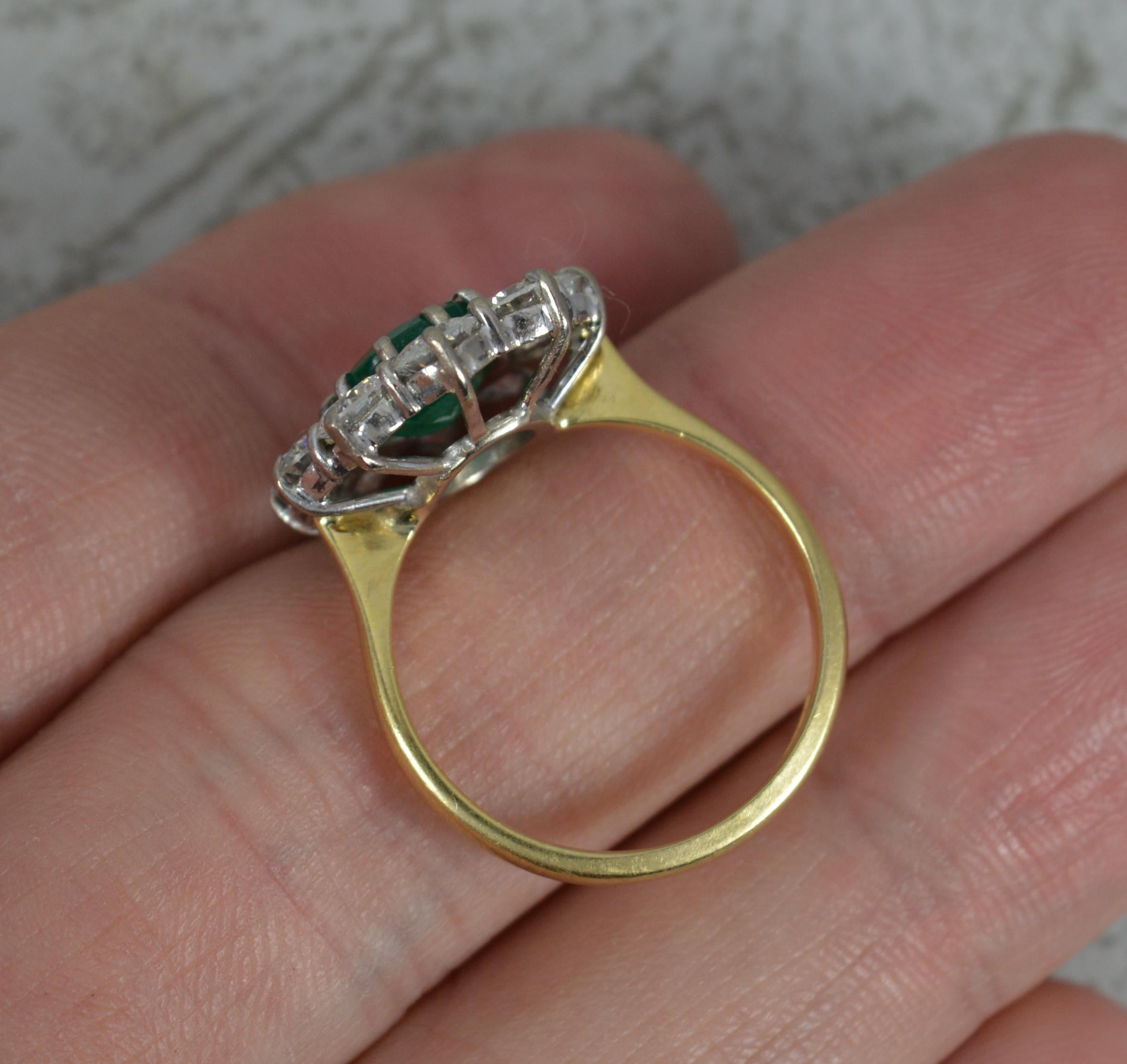 Oval Cut Impressive Emerald and 2.00ct Diamond 18ct Gold Cluster Ring