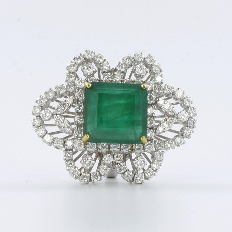 Impressive Emerald and Diamond Parure in White Gold at 1stDibs
