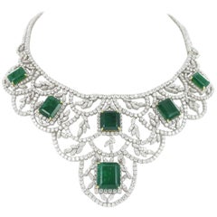 Impressive Emerald and Diamond Parure in White Gold