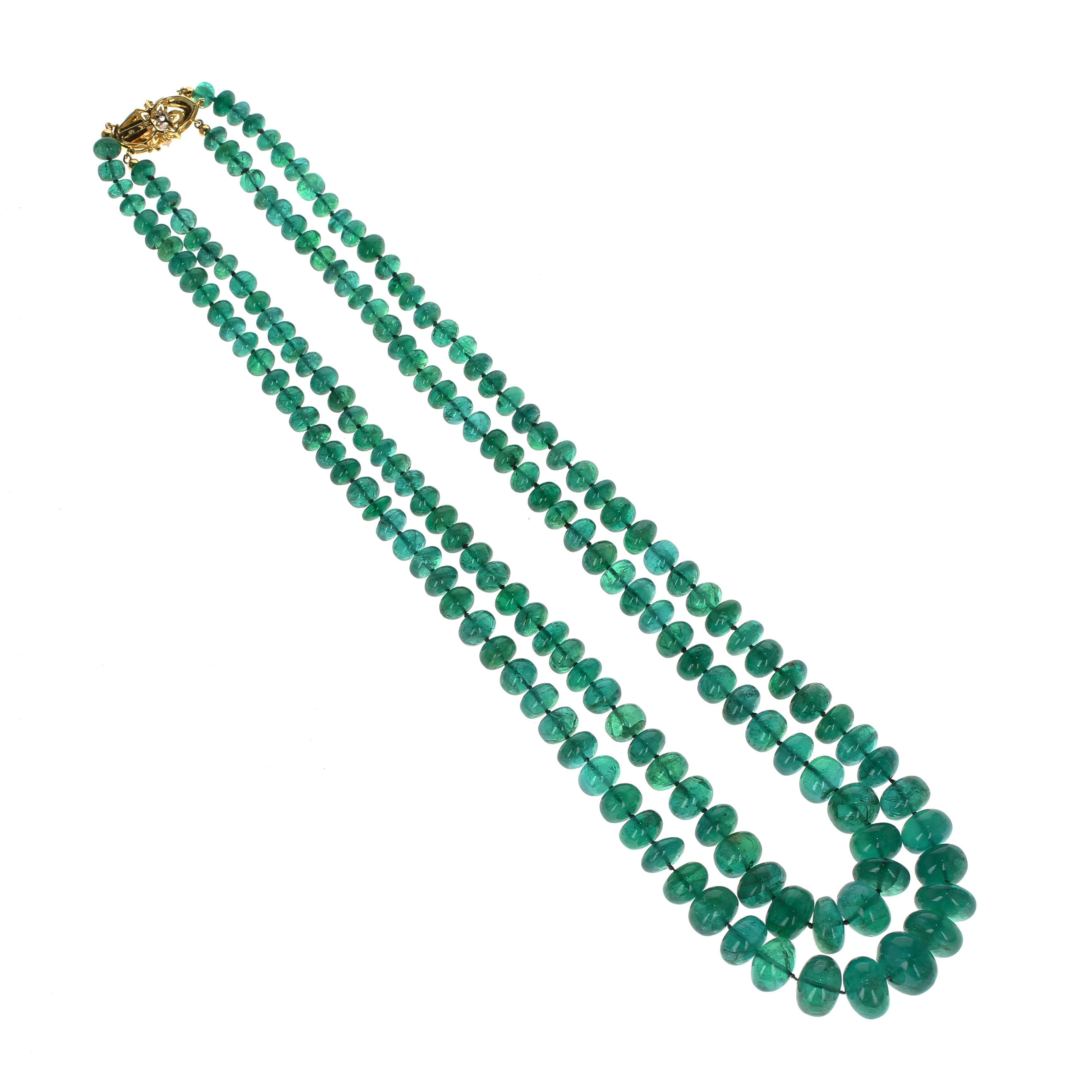 Beeindruckende Smaragdperlen-Halskette aus Gelbgold (Zeitgenössisch) im Angebot