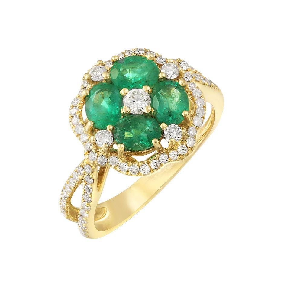 Modern Impressive Emerald Diamond Yellow Gold Earrings For Sale