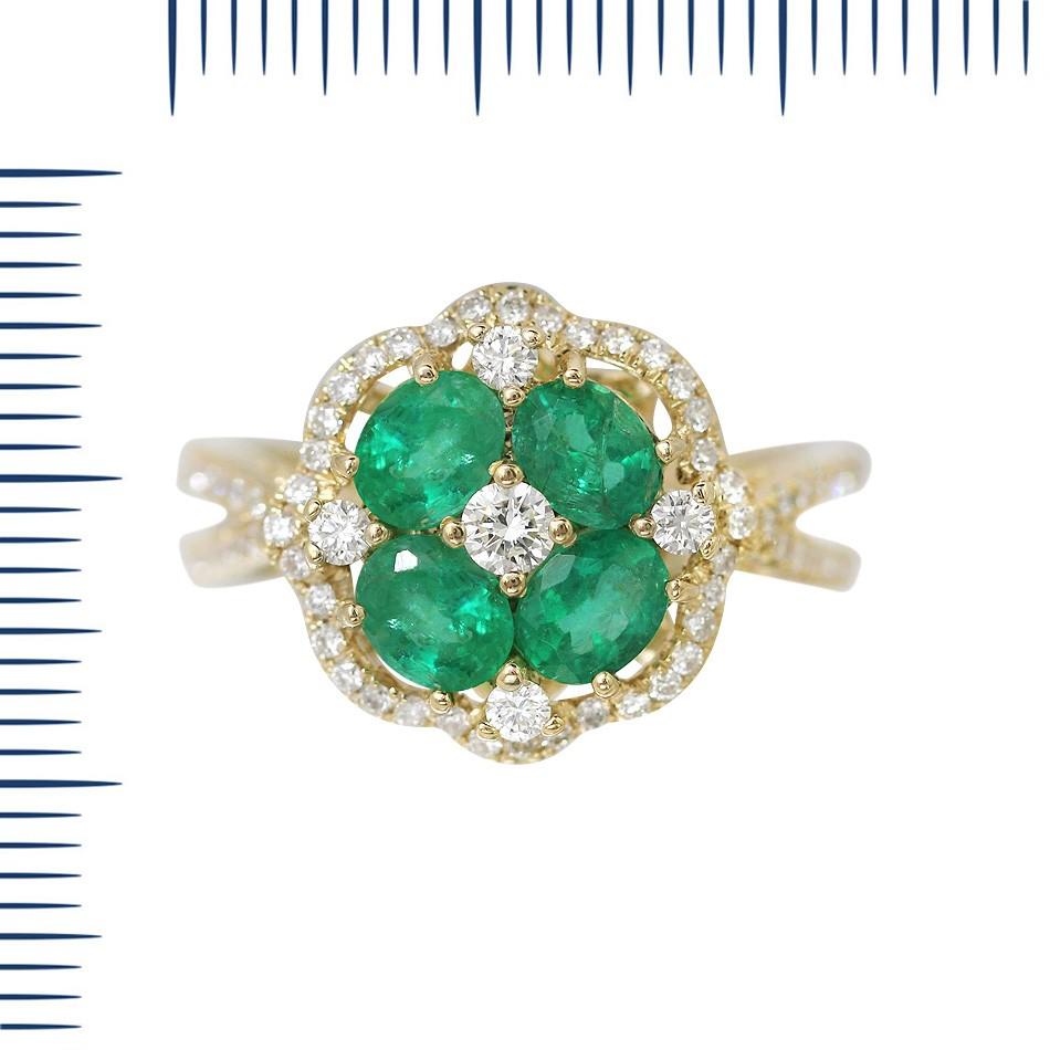 Ring Yellow Gold 14 K (Matching Earrings Available)

Diamond 74-RND-0,35-G/VS1A
Diamond 4-RND-0,11-G/VS1A
Diamond 1-RND-0,09-G/VS1A
Emerald 4-1,7ct

Weight 3.54 grams
Size 16.2

With a heritage of ancient fine Swiss jewelry traditions, NATKINA is a