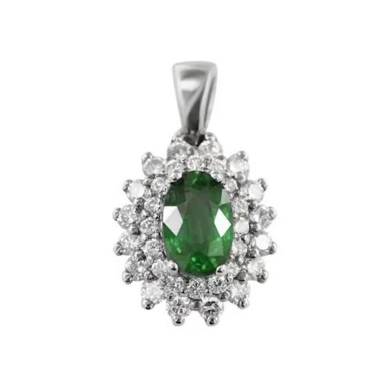 Mixed Cut Impressive Emerald White Diamond White Gold Every Day Pendant For Sale