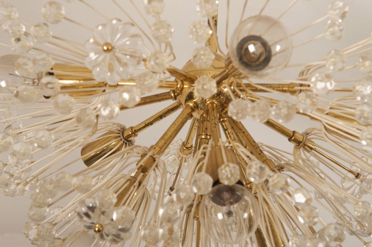 Impressive Emil Stejnar Brass and Glass Sputnik Snowball Chandelier In Good Condition For Sale In Vienna, AT