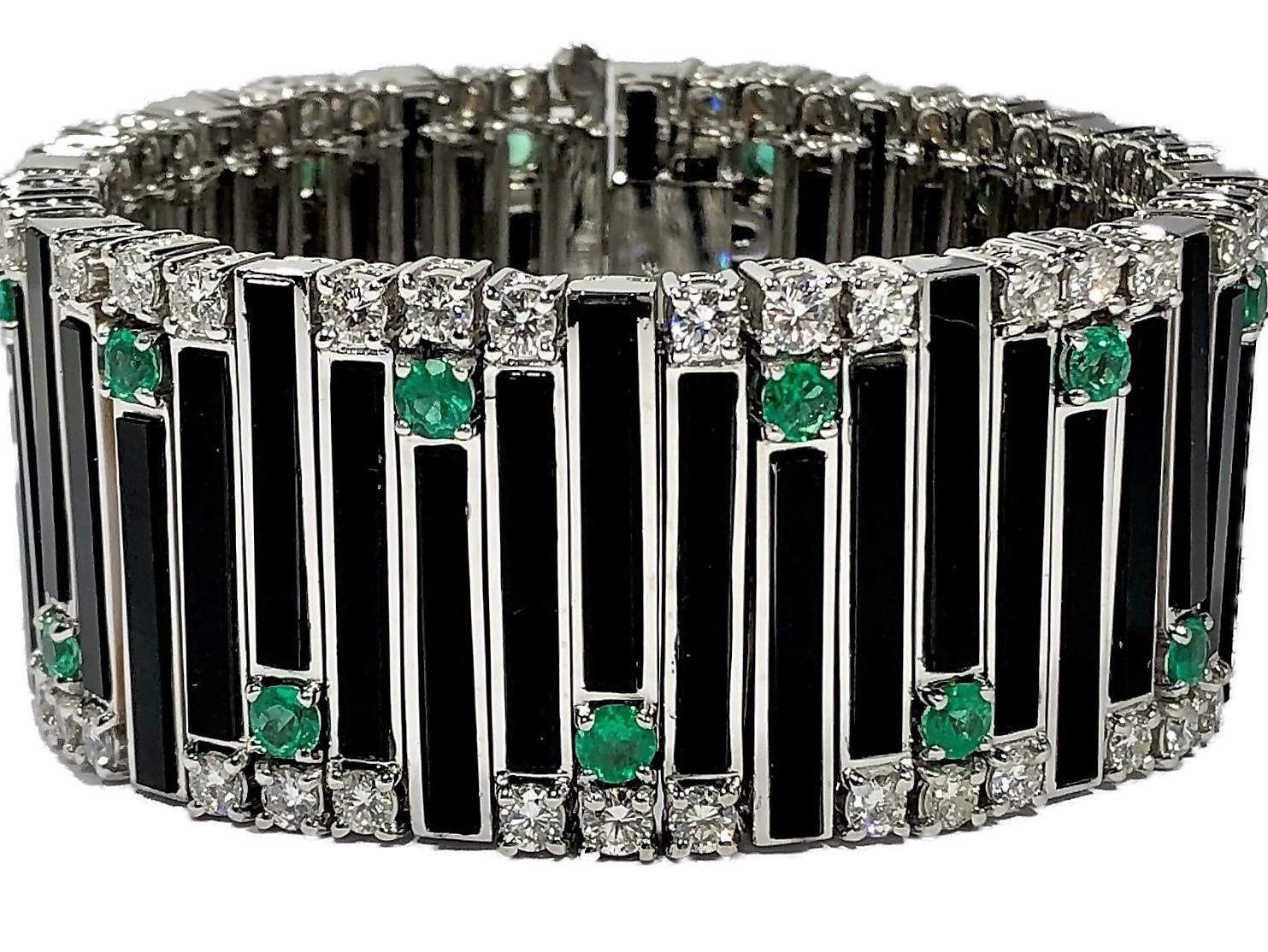 This impressive bracelet was created by EMIS BEROS who began her design career at the famous house of Harry Winston and later moved to Palm Beach where she offered up her fabulous designs from her shop on Florida's posh Worth Avenue. This particular