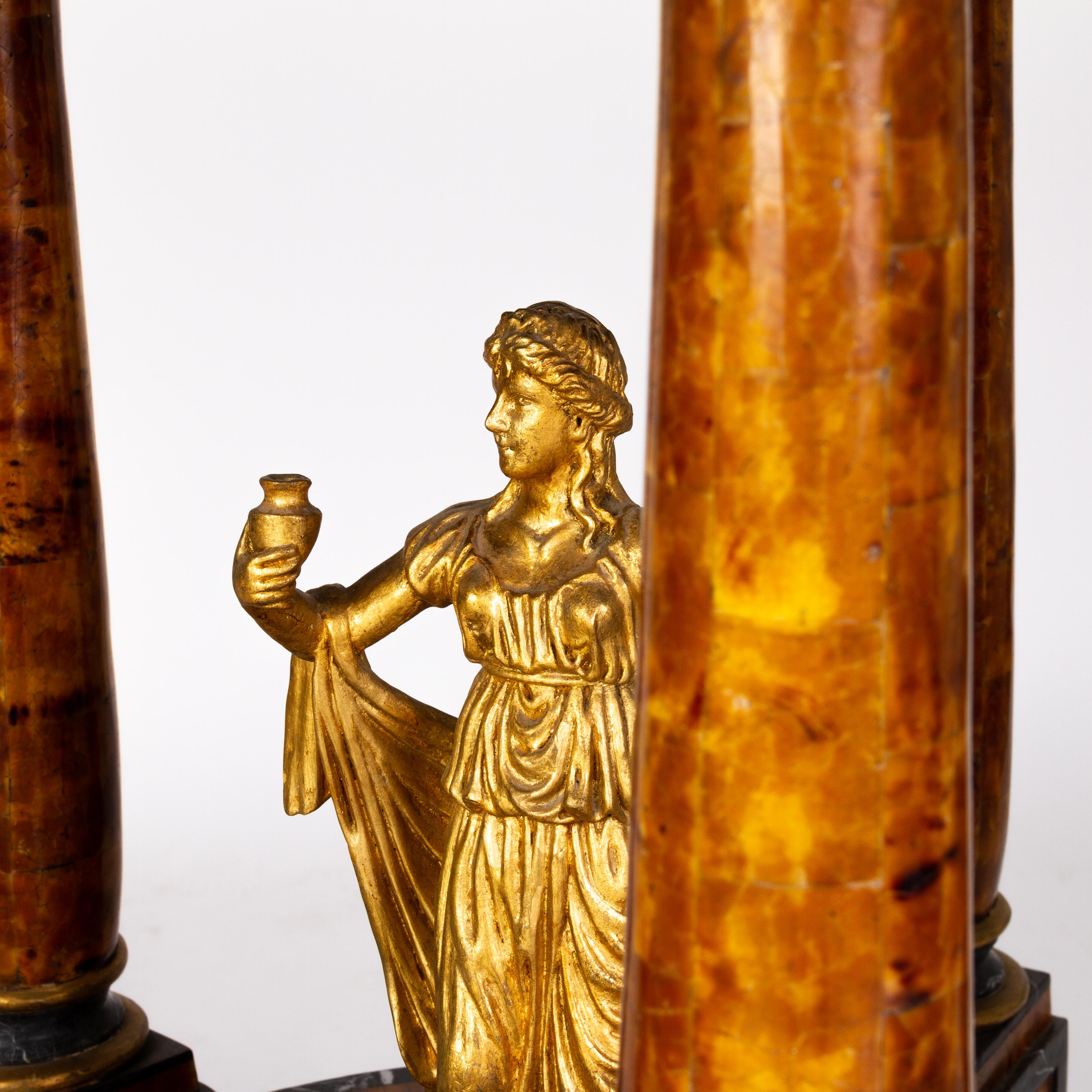 Impressive Empire Italian Pietra Dura Ormolu Exotic Marble Grecian Style Table  For Sale 6