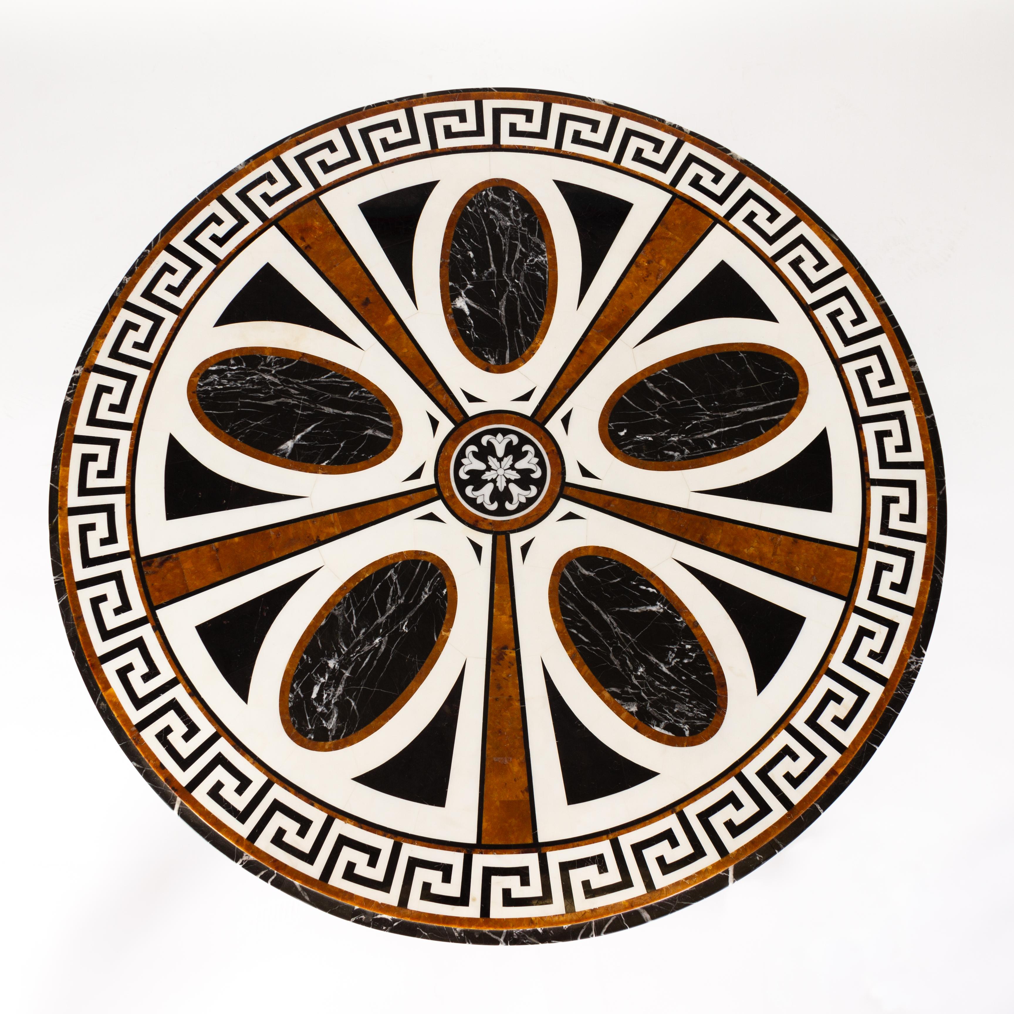 Impressive Empire Italian Pietra Dura Ormolu Exotic Marble Grecian Style Table  For Sale 10