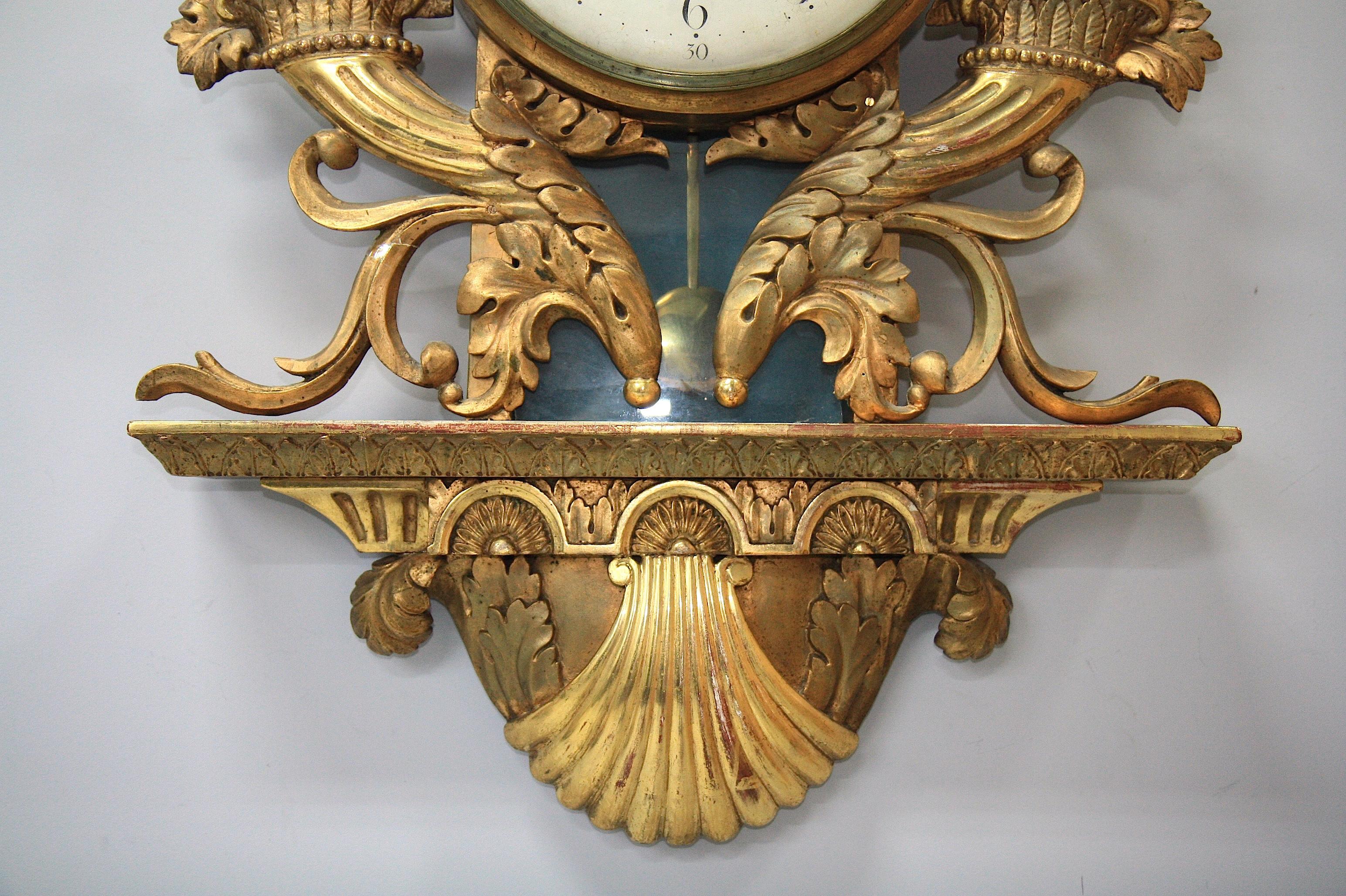 European Impressive Empire Period, Bronze Gilded Pendulum Clock, Stockholm