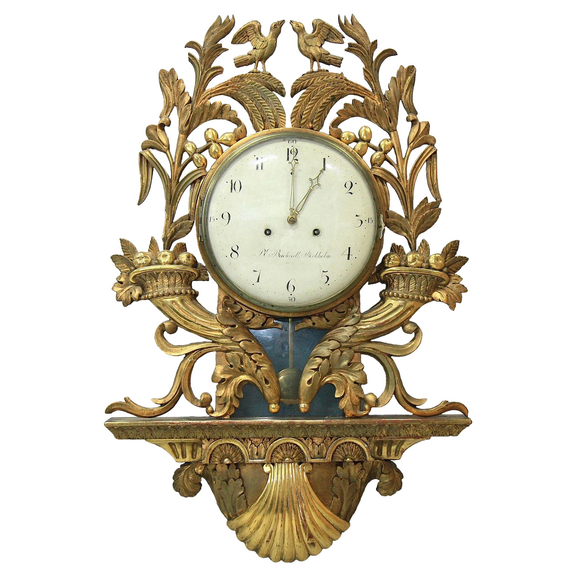 Impressive Empire Period, Bronze Gilded Pendulum Clock, Stockholm