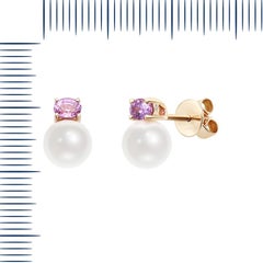 Impressive Fancy Pearl Pink Sapphire Diamond Pink Gold Earrings