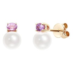 Impressive Fancy Pearl Pink Sapphire Diamond Pink Gold Earrings