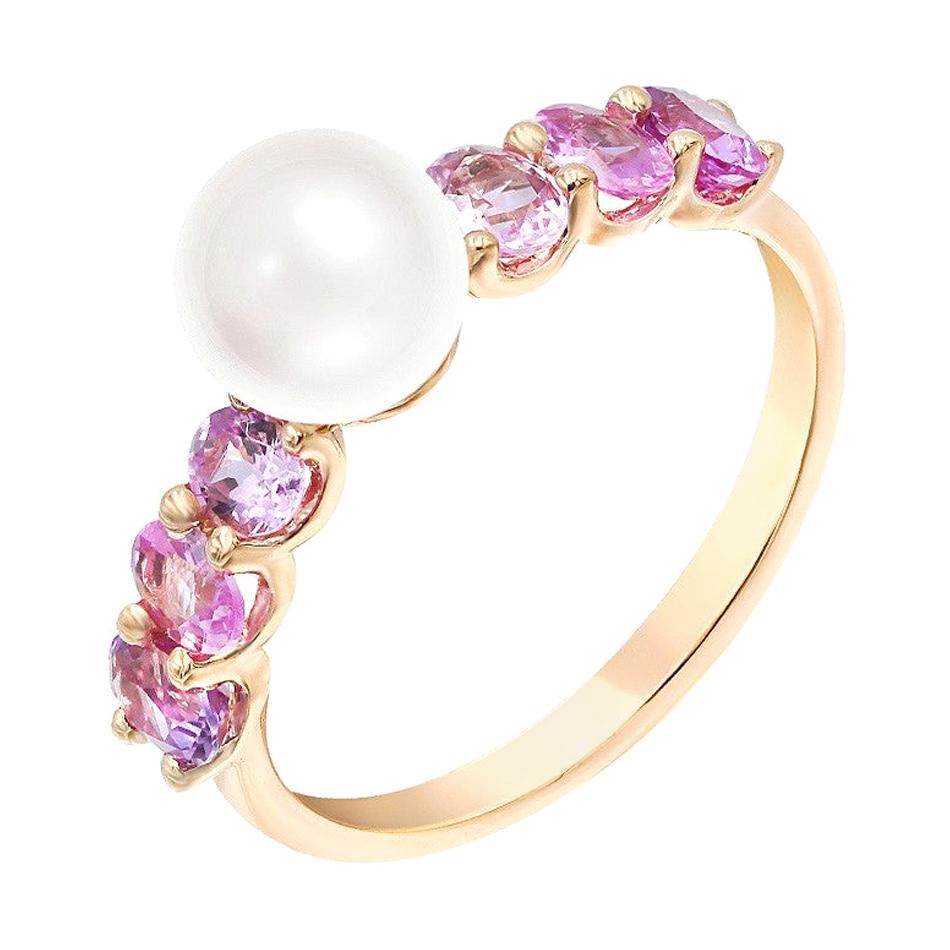 Impressive Fancy Pearl Pink Sapphire Diamond Pink Gold Ring