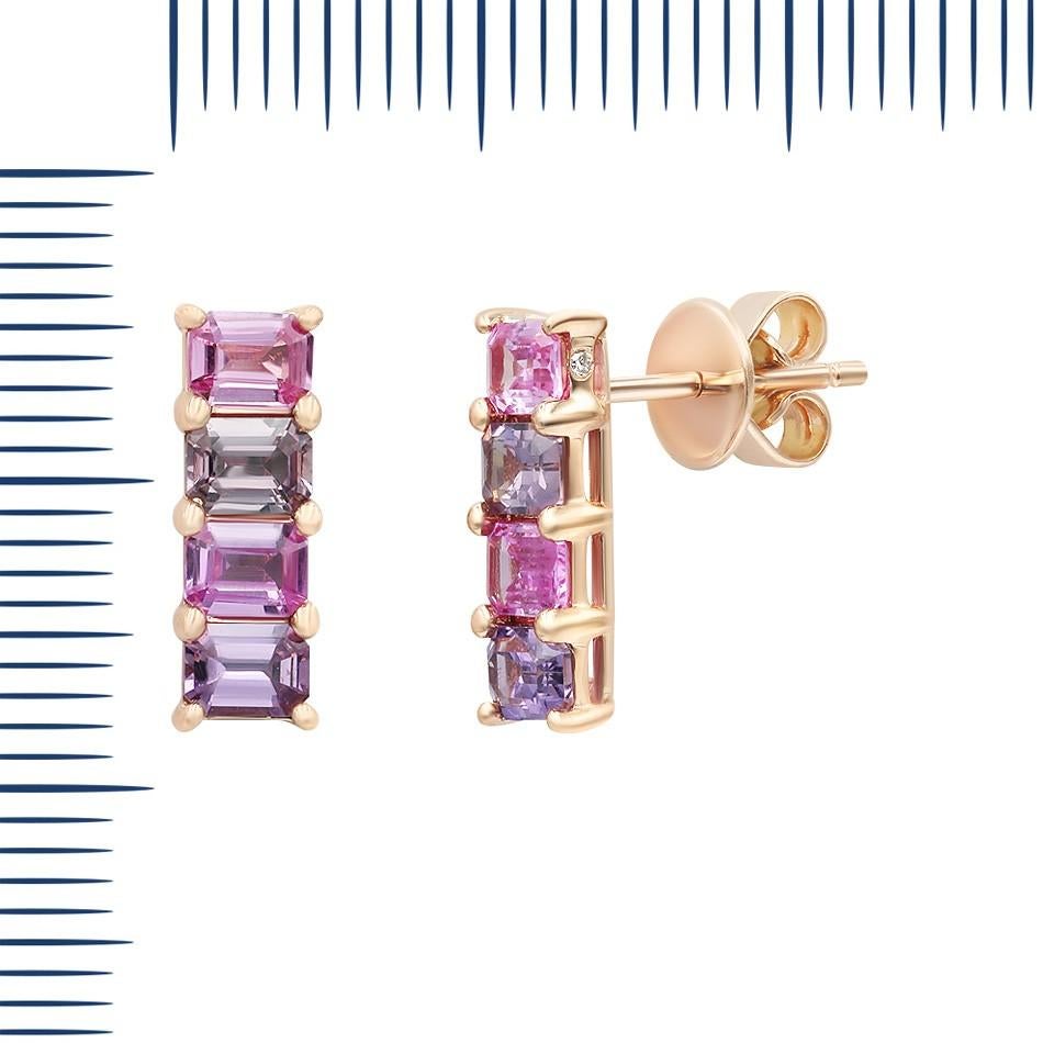 Earrings Pink Gold 14 K (Matching Ring Available)

Diamond 2-RND-0,01-H/VS2A 
Pink Sapphire 4-0,91ct
Sapphire 4-0,88 ct

Weight 2.24 grams

With a heritage of ancient fine Swiss jewelry traditions, NATKINA is a Geneva based jewellery brand, which