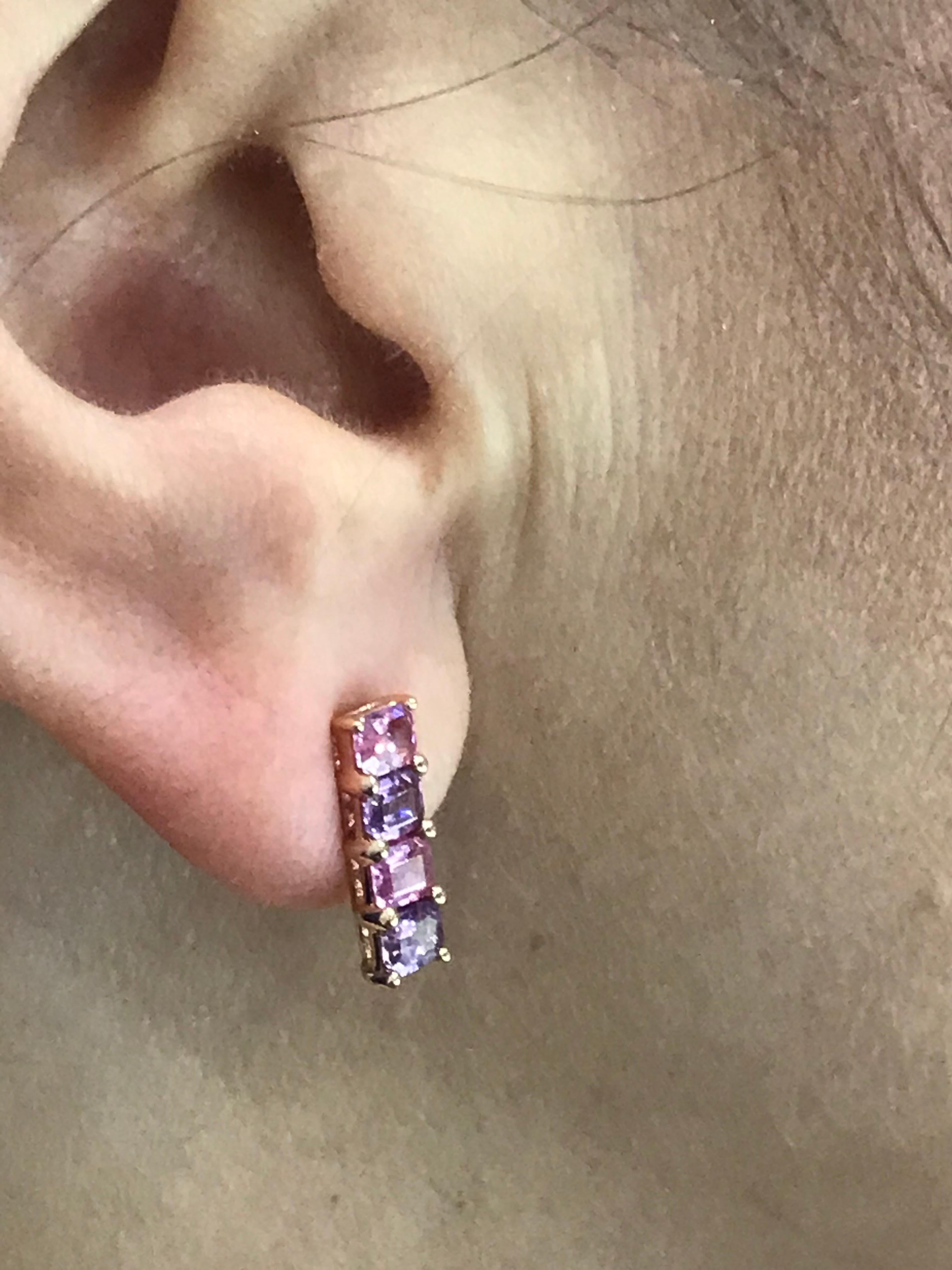 Asscher Cut Impressive Fancy Pink Sapphire Diamond Pink Gold Ring For Sale