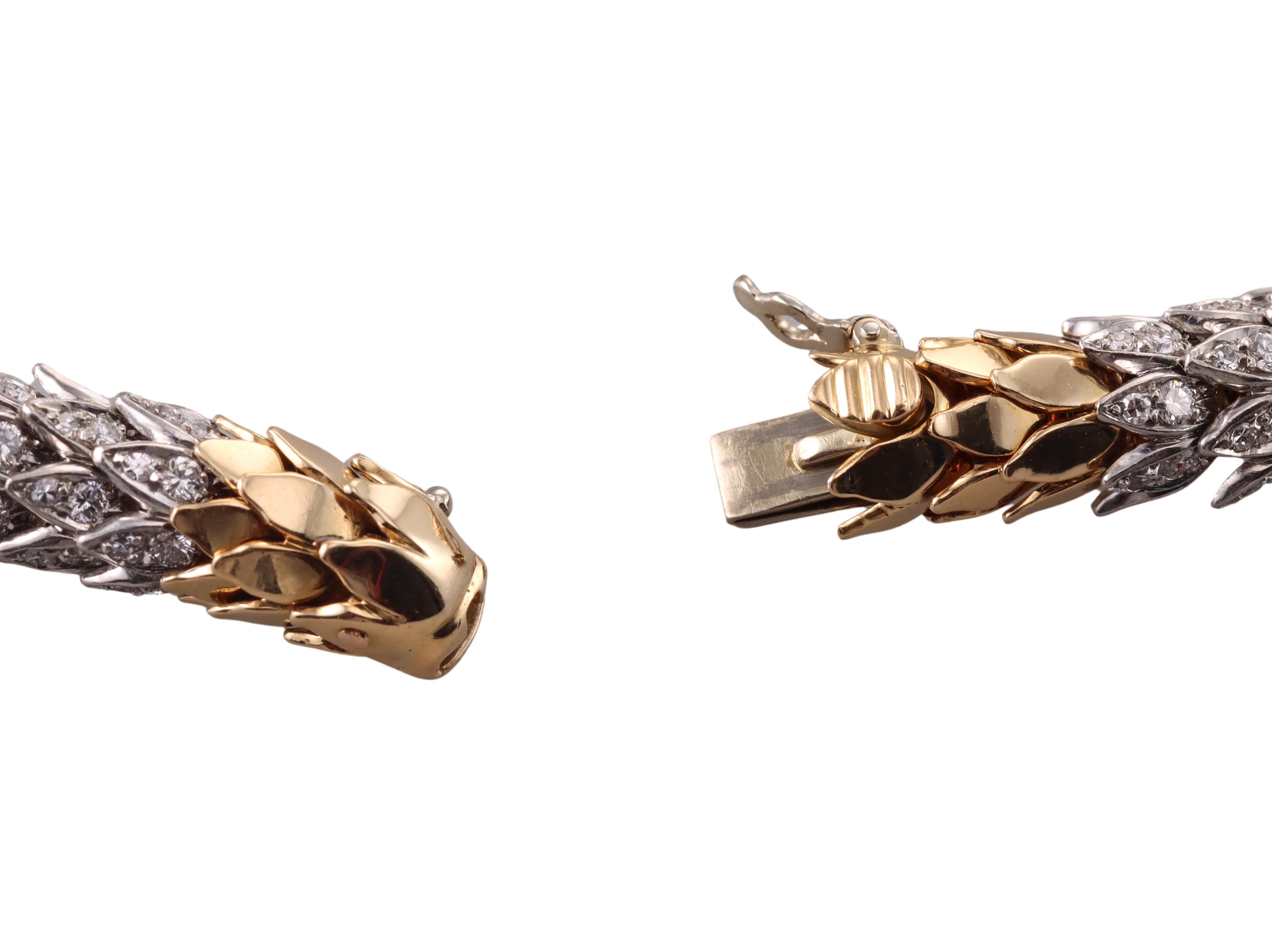 Beeindruckende Faraone Halskette mit Schlangenschlange, Fancy Birne Diamant Gold Platin im Angebot 6