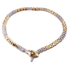 Vintage Impressive Faraone Fancy Pear Diamond Gold Platinum Snake Serpent Necklace
