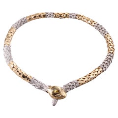 Impresionante Faraone Fancy Pear Diamond Oro Platino Serpiente Collar