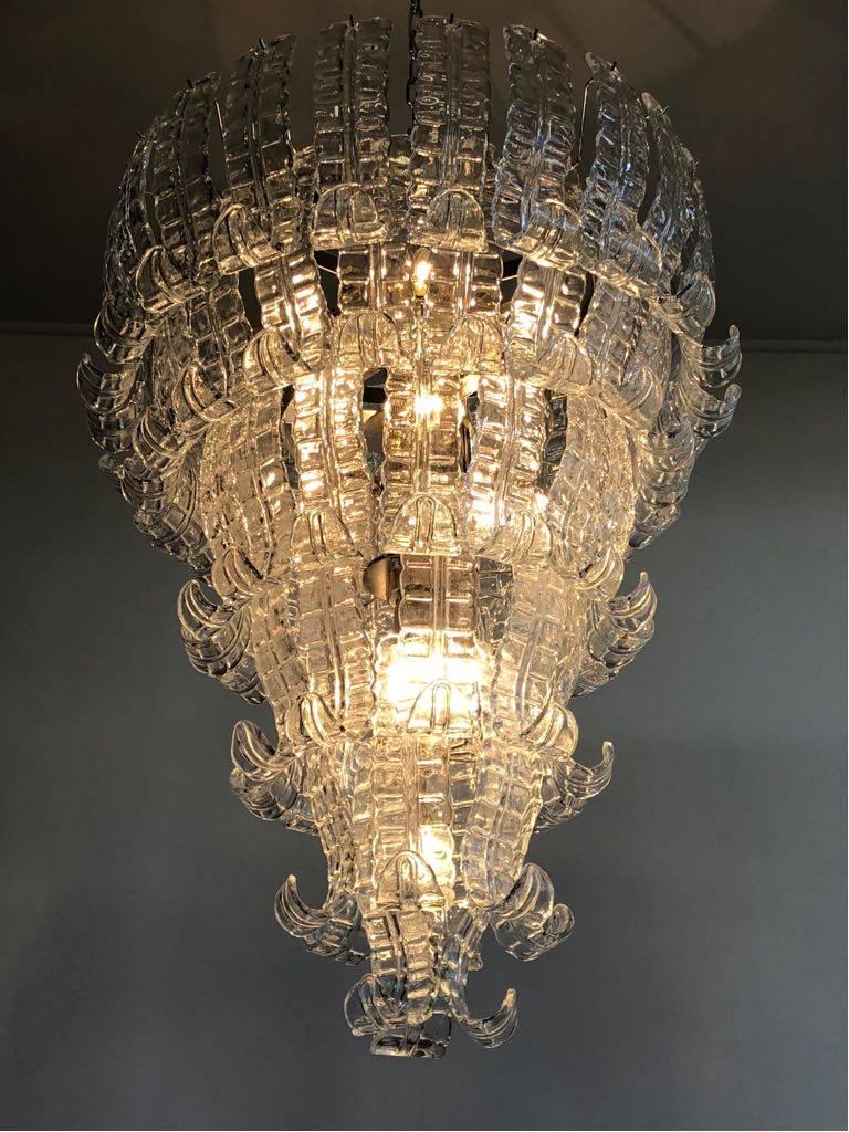 Blown Glass Impressive Felci Murano Glass Chandelier, Italy, 1980s For Sale