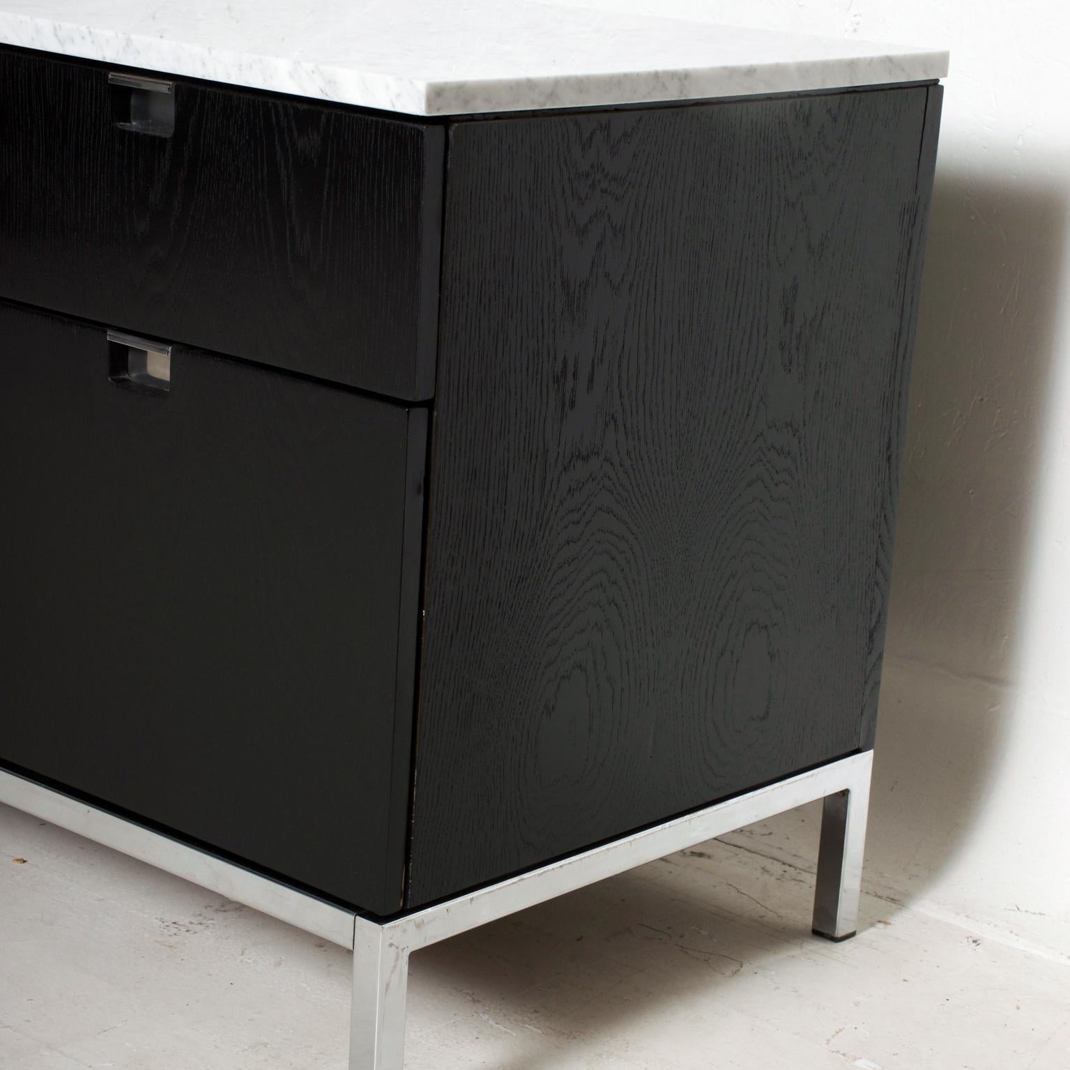 Painted Fabulous Florence Knoll Black Oak Credenza Cabinet in White Carrera Marble 1960s