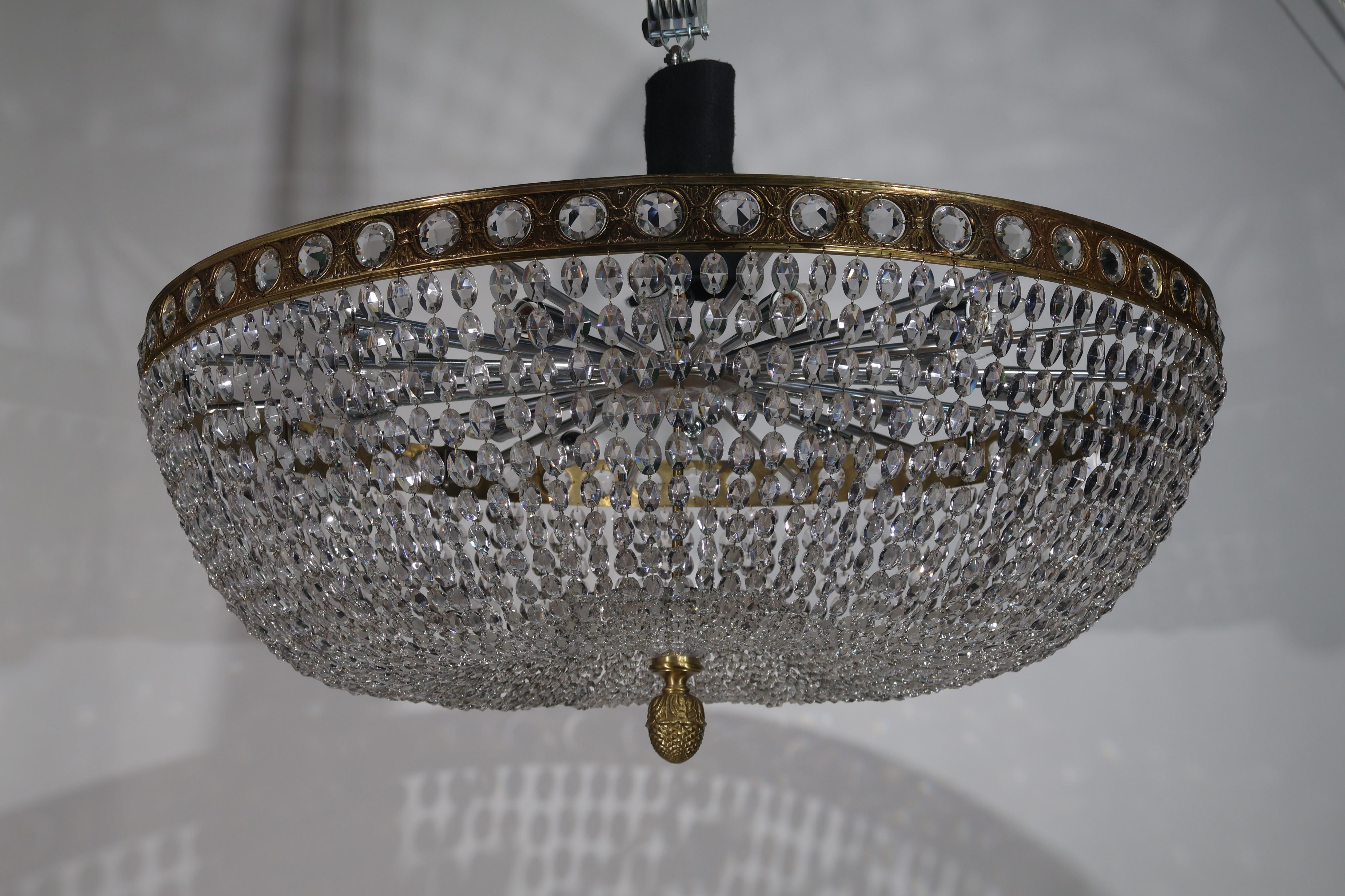French Impressive Flush Mounted Chandelier