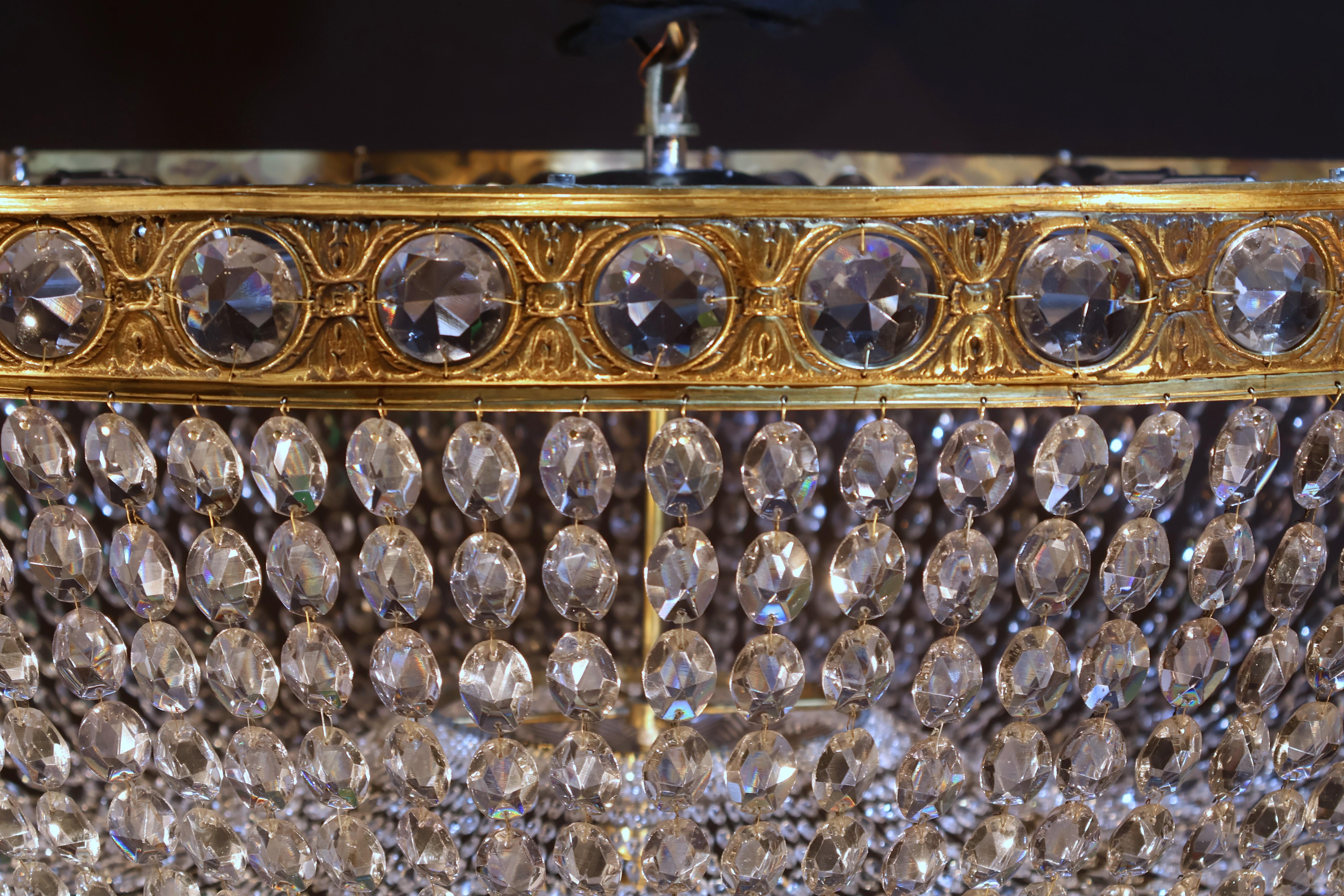 Impressive Flush Mounted Chandelier In Good Condition In Atlanta, GA