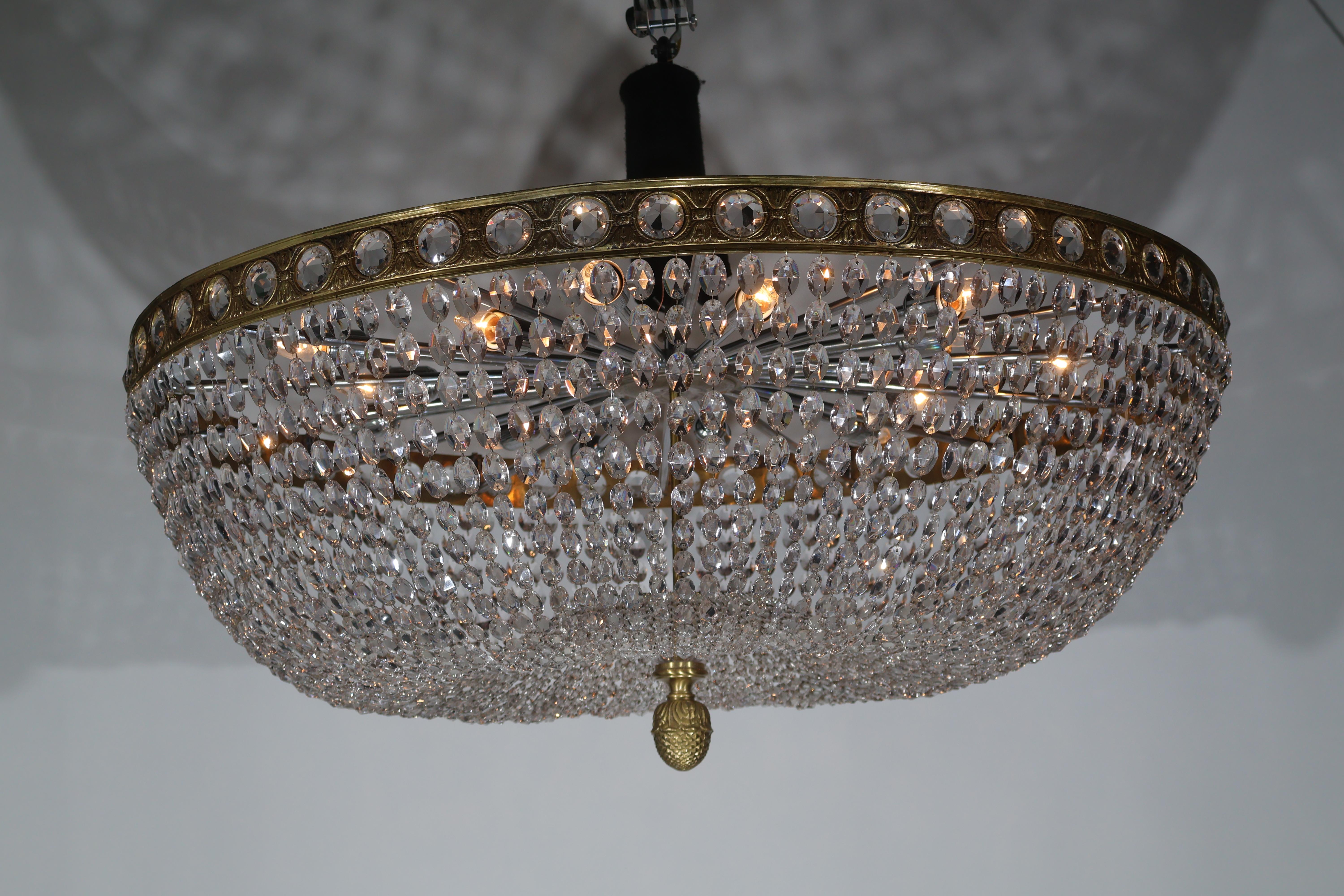 Impressive Flush Mounted Chandelier In Good Condition For Sale In Atlanta, GA