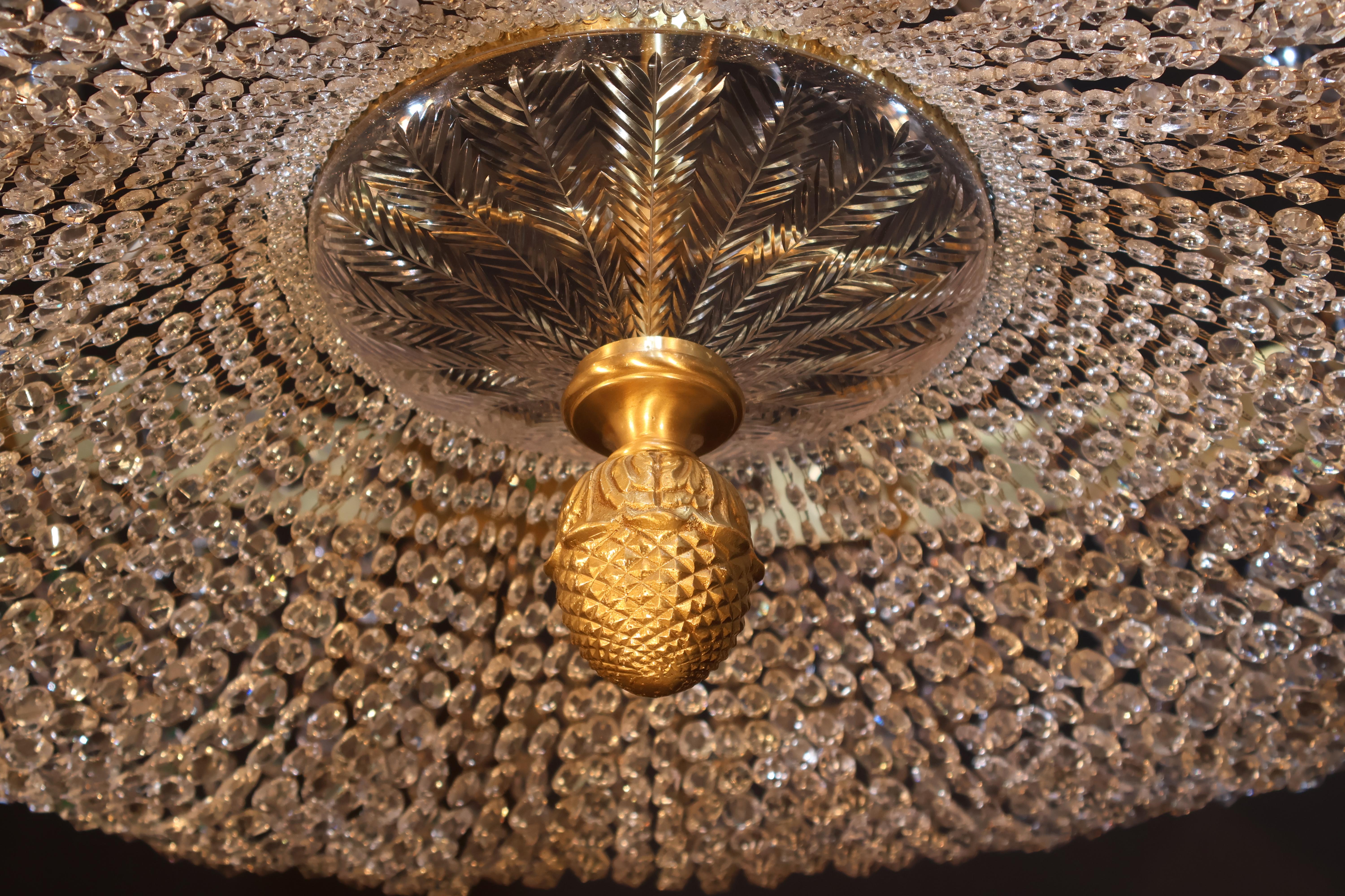 Mid-20th Century Impressive Flush Mounted Chandelier For Sale