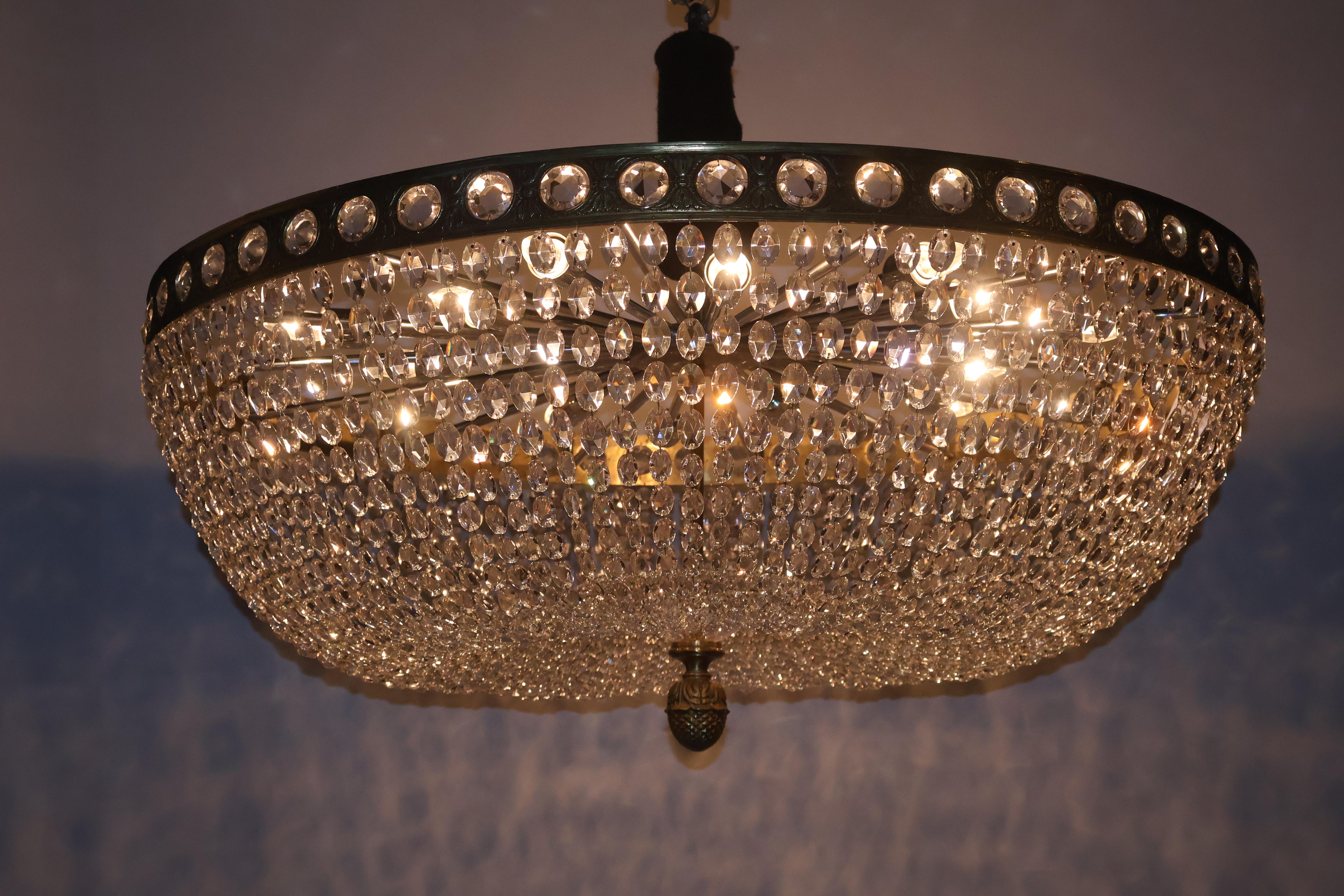 Bronze Impressive Flush Mounted Chandelier For Sale