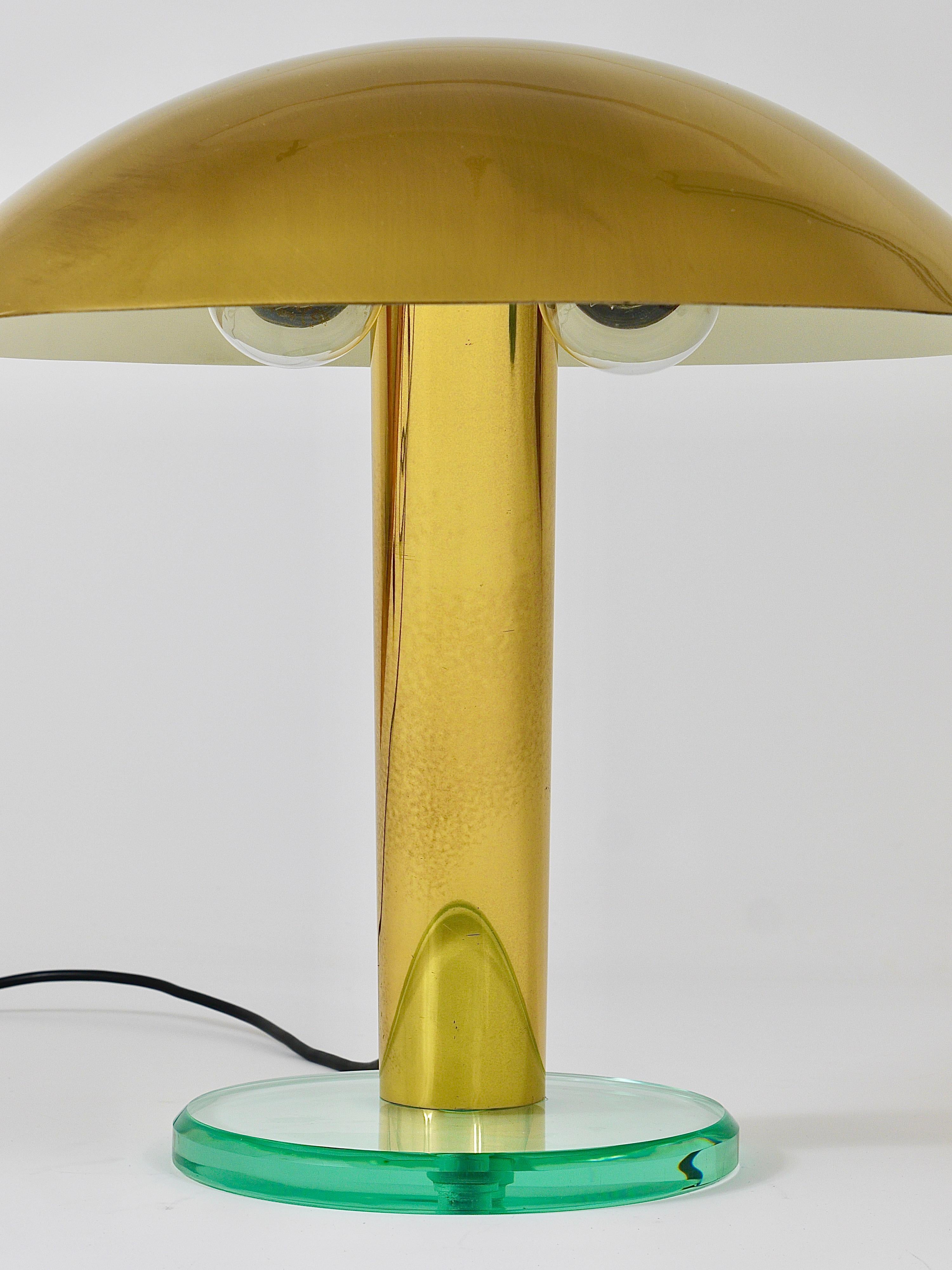 Impressive Fontana Arte Style Mushroom Brass and Glass Lamp, Max Ingrand, 1960s 13