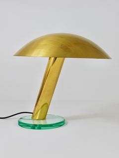 Impressive Fontana Arte Style Mushroom Brass and Glass Lamp, Max Ingrand, 1960s