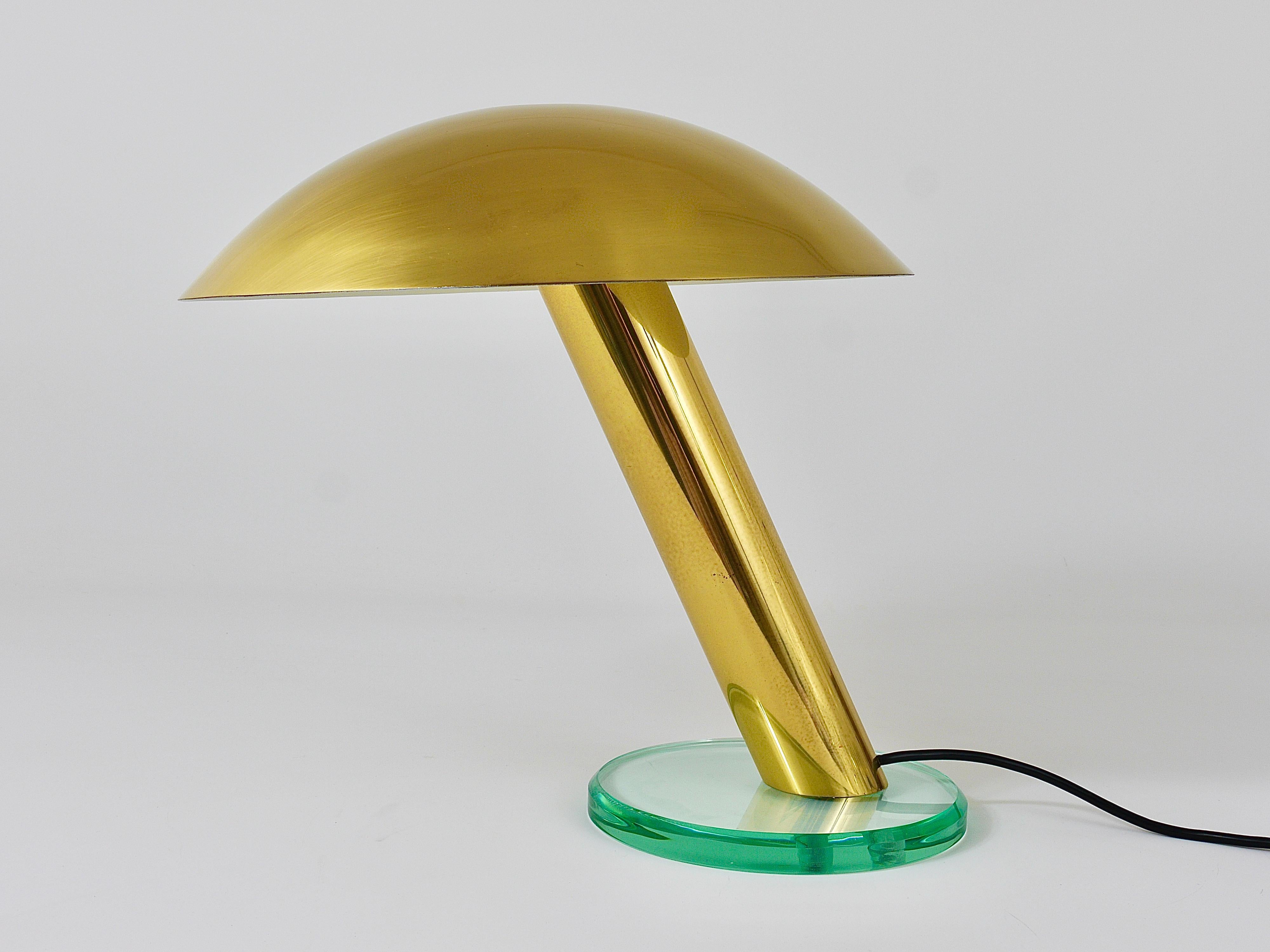 20th Century Impressive Fontana Arte Style Mushroom Brass and Glass Lamp, Max Ingrand, 1960s