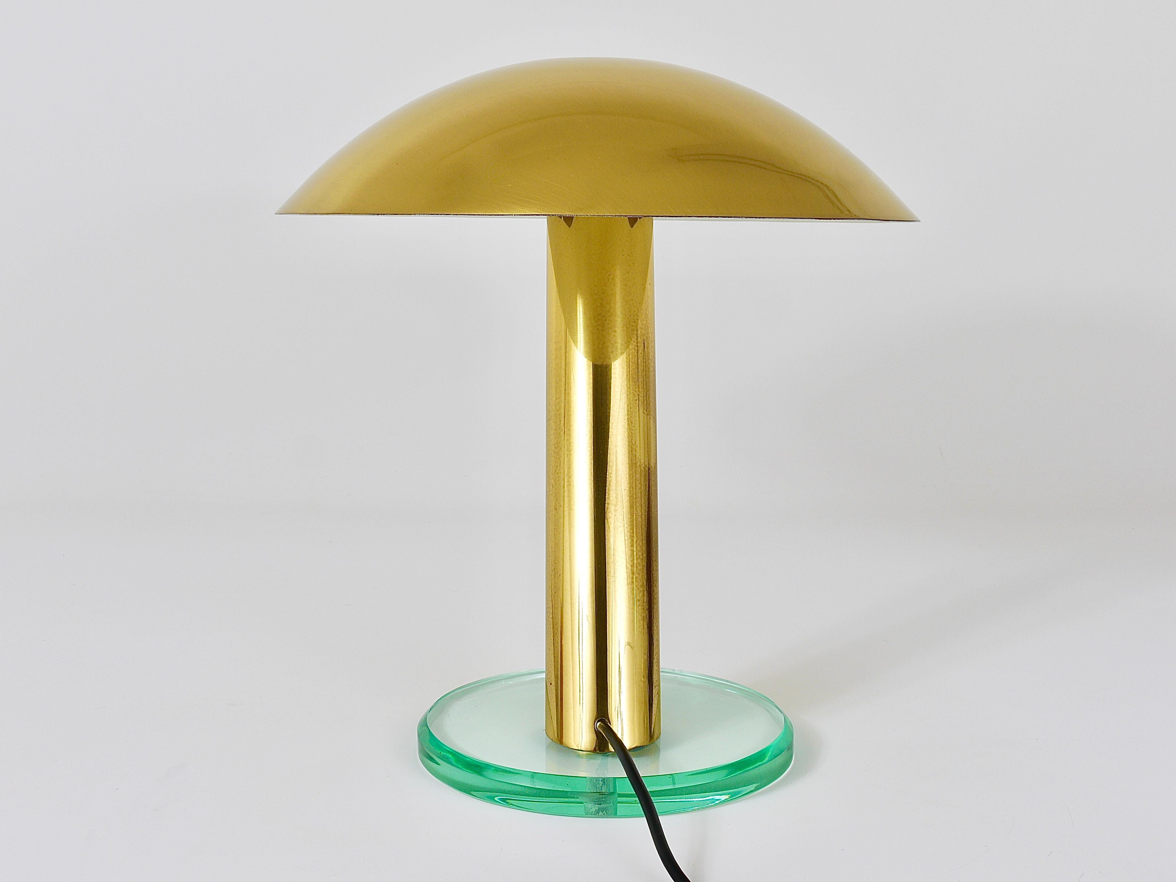 Impressive Fontana Arte Style Mushroom Brass and Glass Lamp, Max Ingrand, 1960s 2