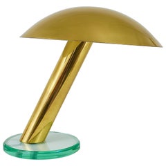 Impressive Fontana Arte Style Mushroom Brass and Glass Lamp, Max Ingrand, 1960s